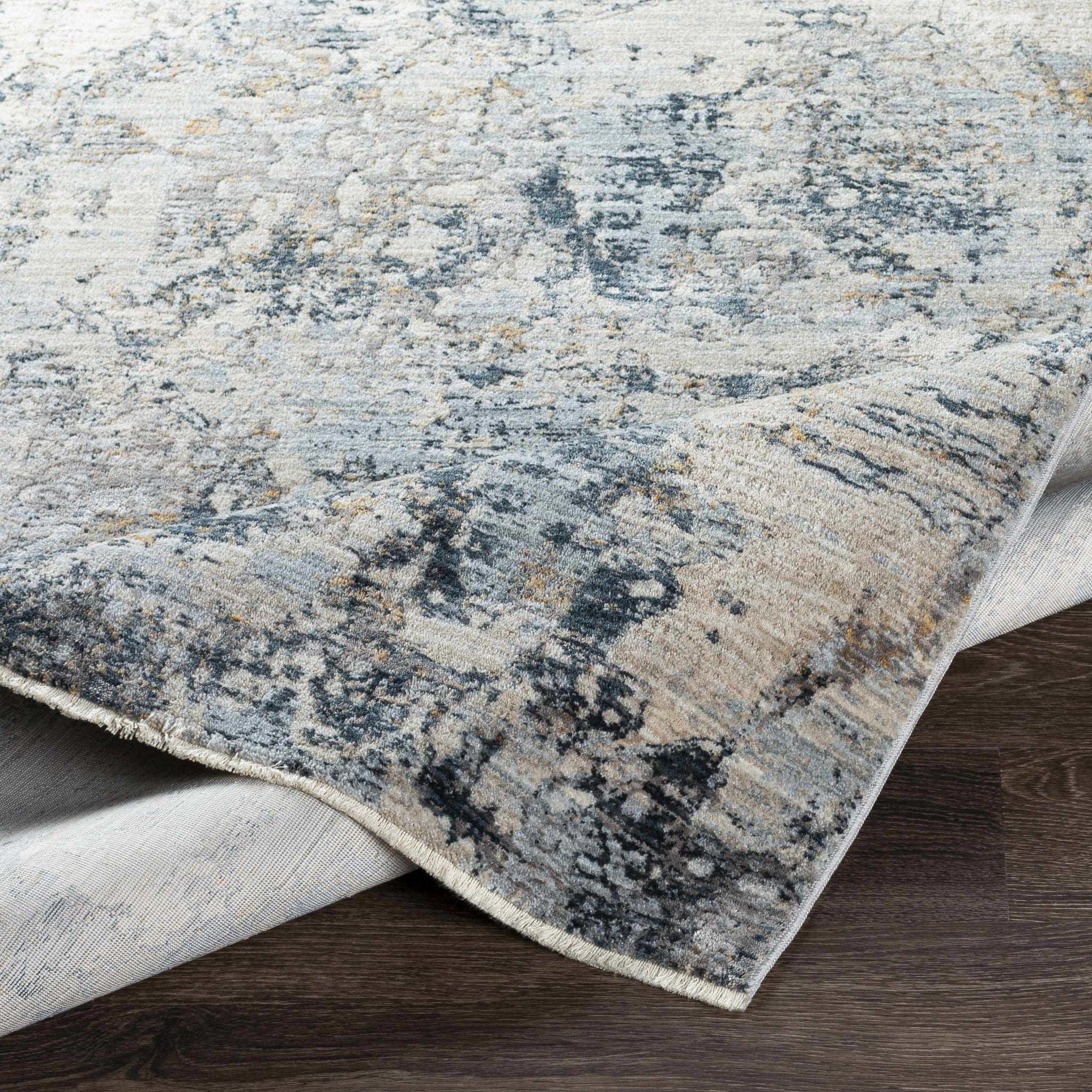 Contemporary Abstract Gray Machine Woven Rug - Image 2