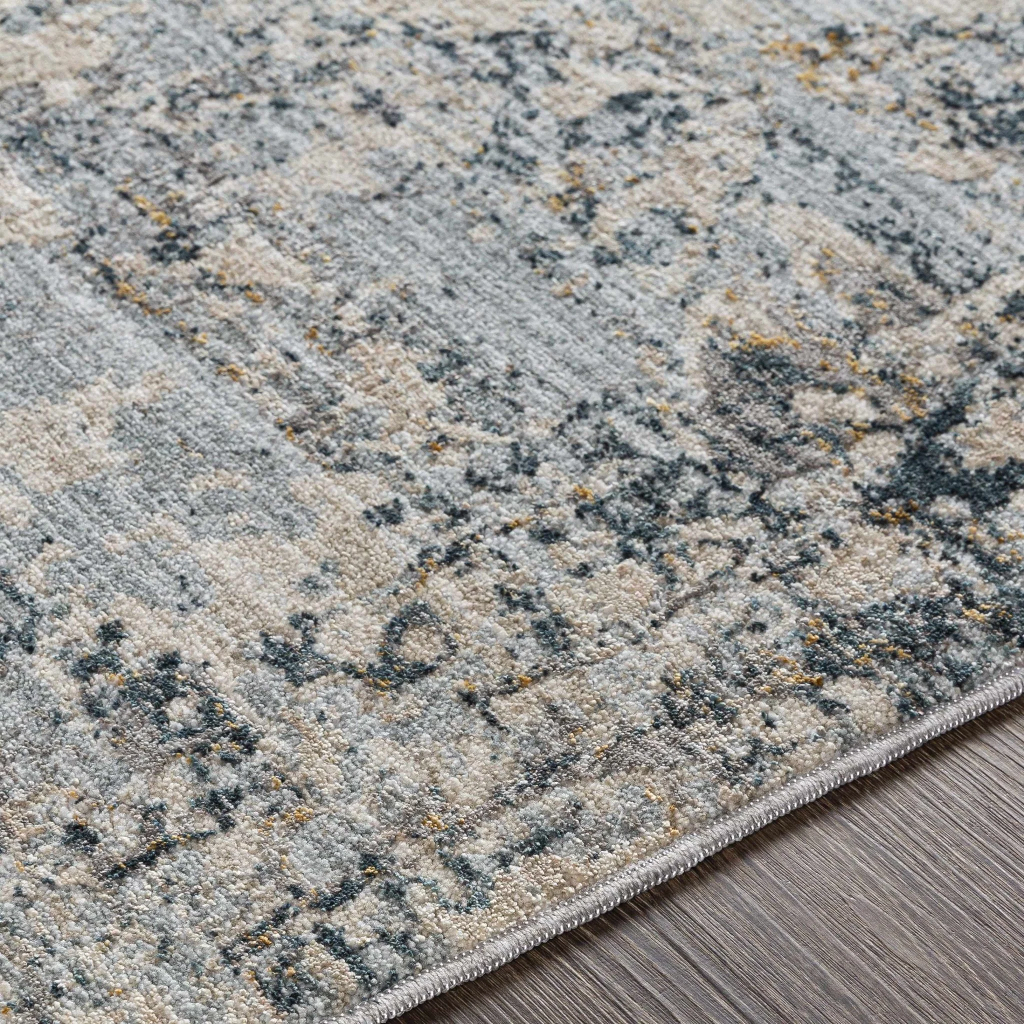 Contemporary Abstract Gray Machine Woven Rug - Image 3