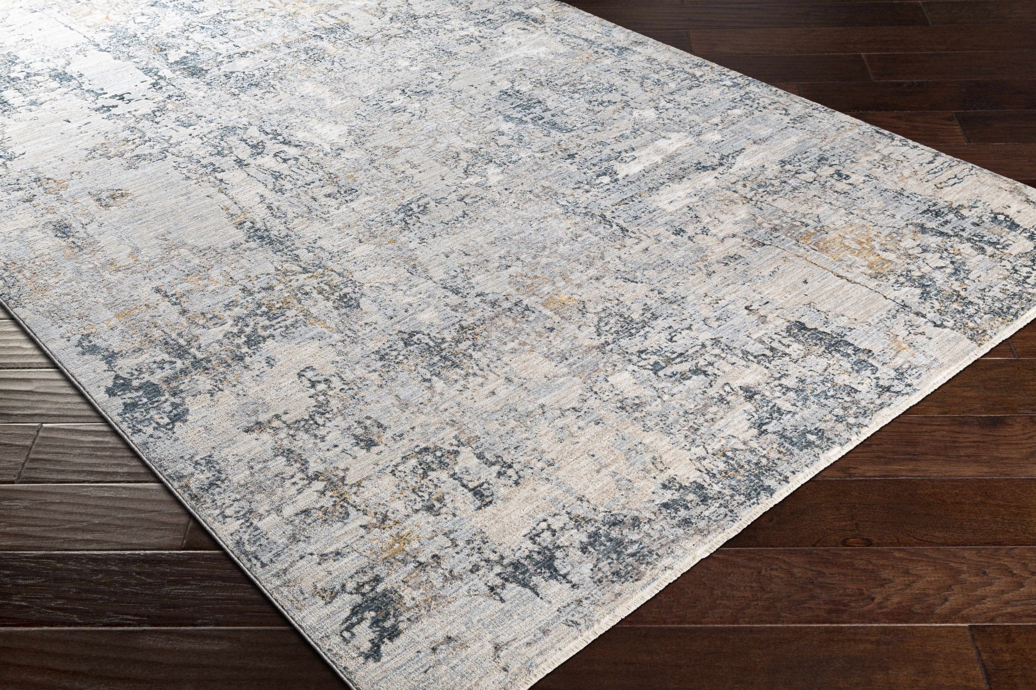 Contemporary Abstract Gray Machine Woven Rug - Image 6