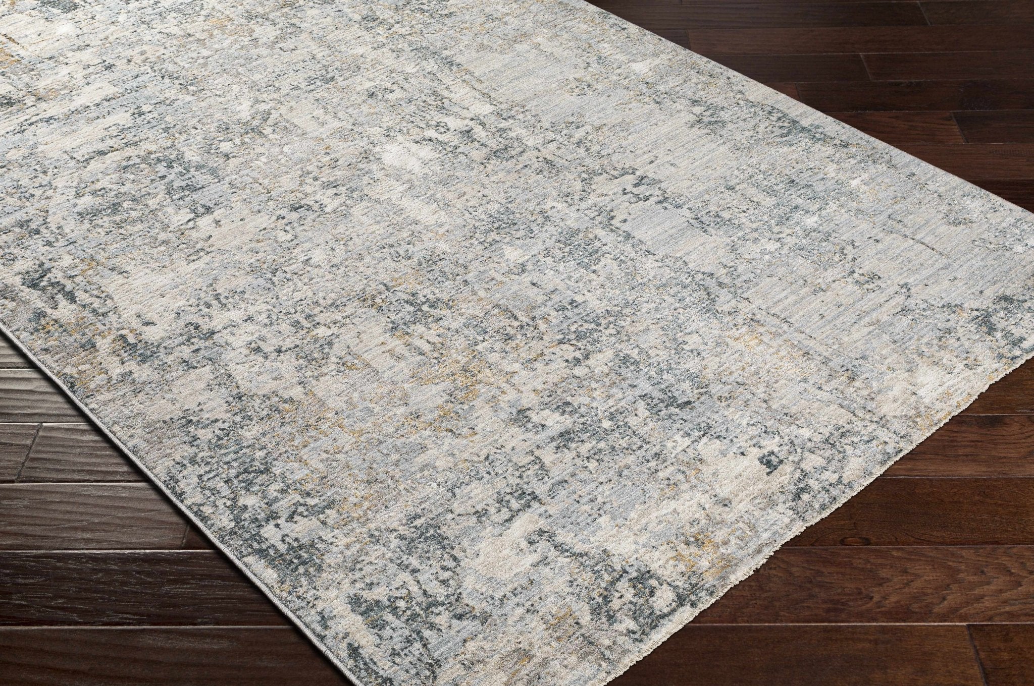 Contemporary Abstract Gray Machine Woven Rug - Image 7