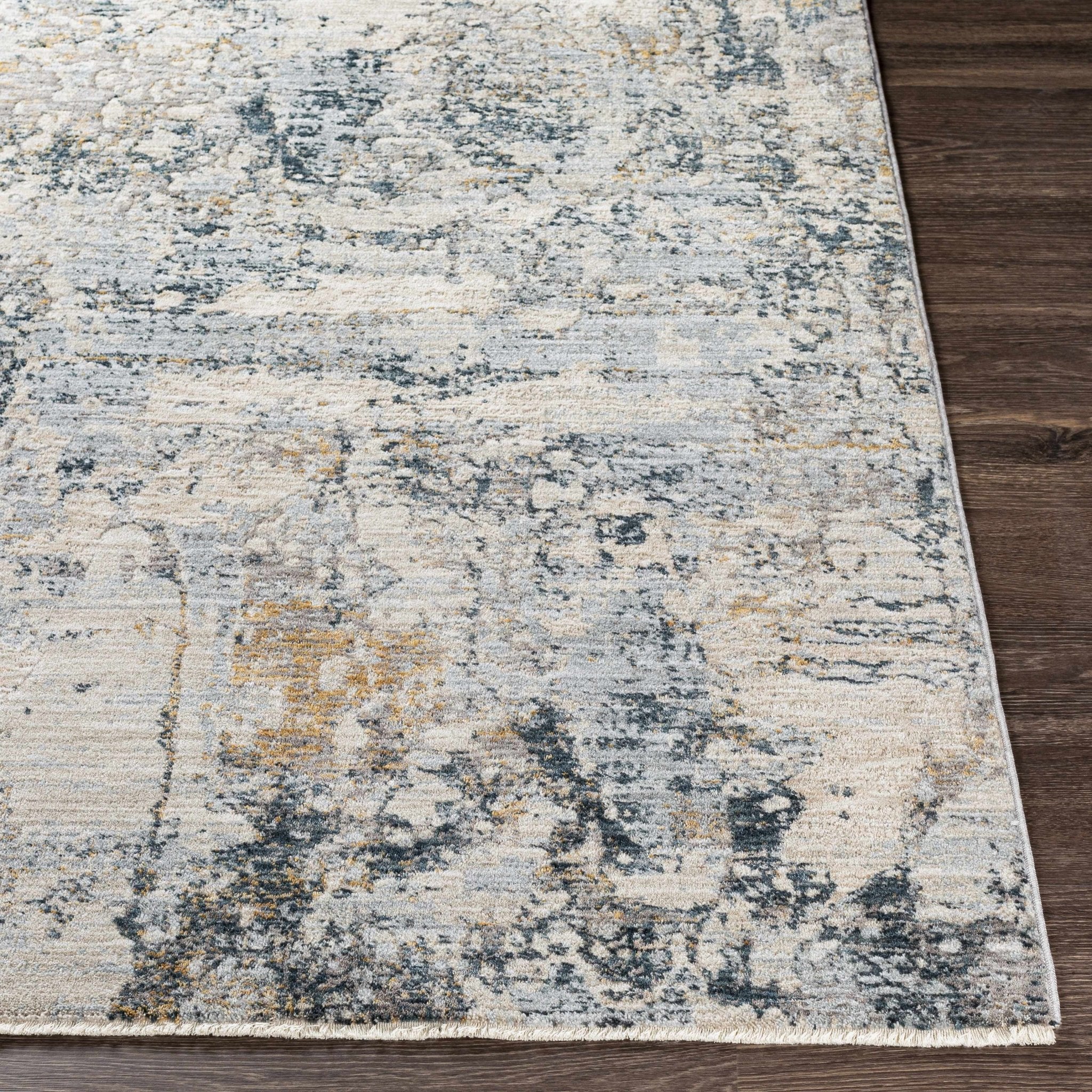 Contemporary Abstract Gray Machine Woven Rug - Image 8