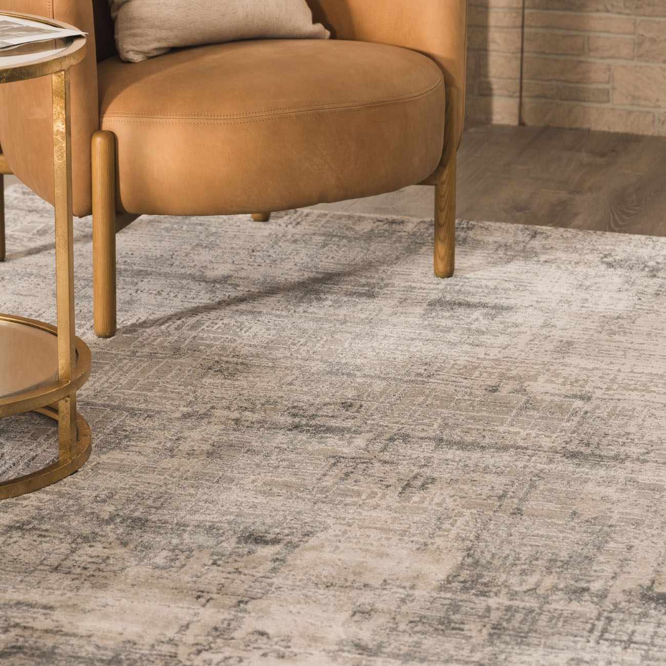 Contemporary Abstract Gray Machine Woven Rug - Image 3