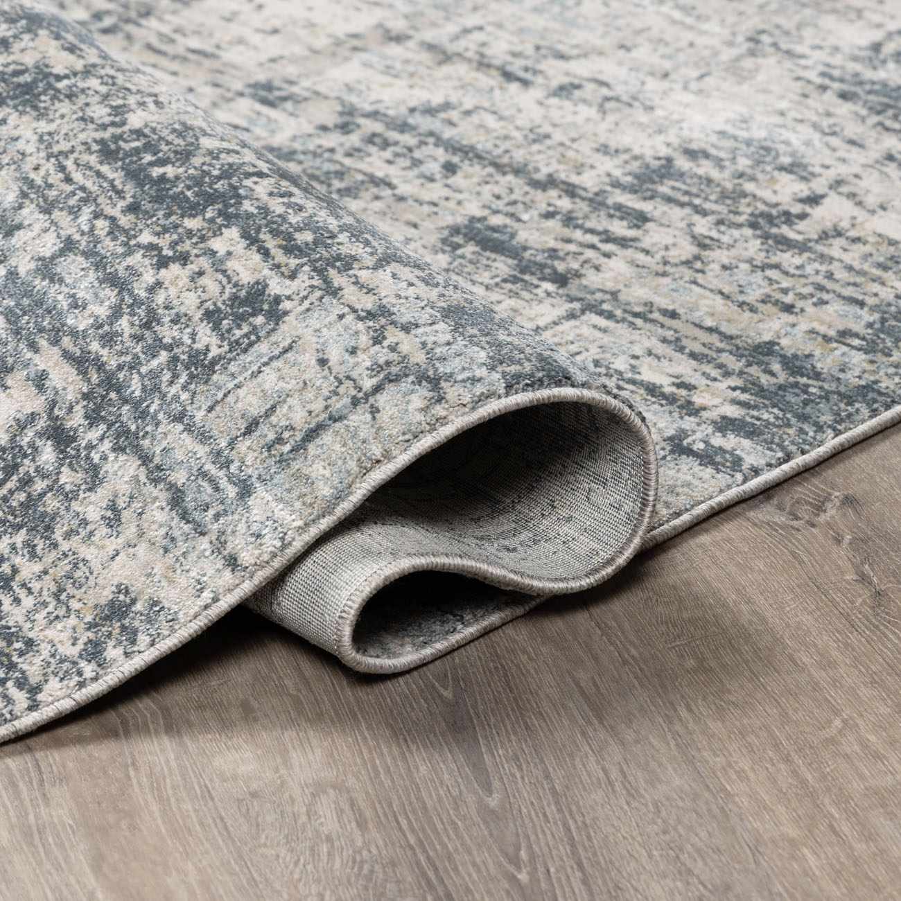 Contemporary Abstract Gray Machine Woven Rug - Image 5