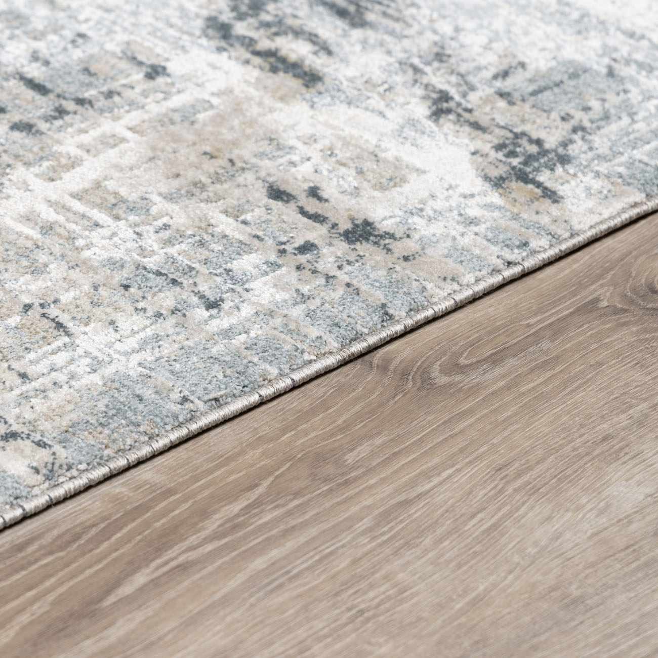 Contemporary Abstract Gray Machine Woven Rug - Image 8