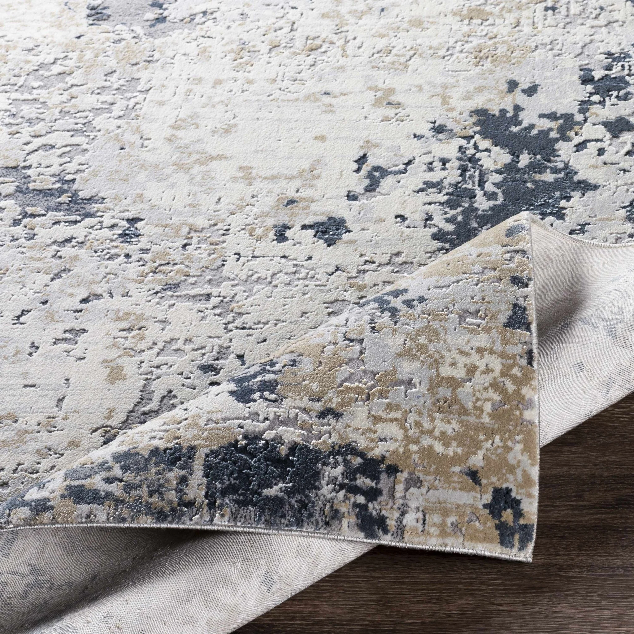Contemporary Abstract Ivory And Gray Area Rug - Image 5