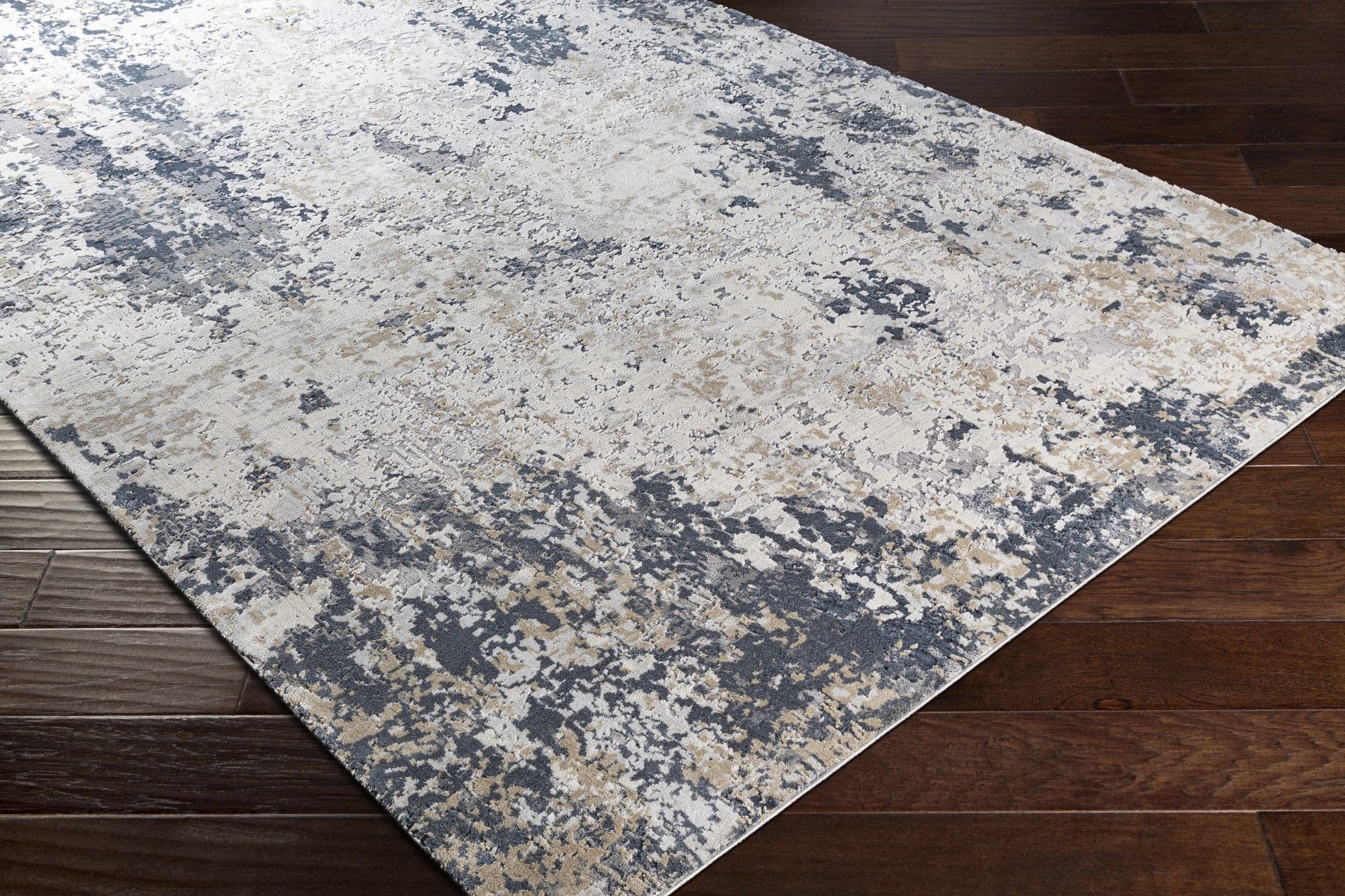 Contemporary Abstract Ivory And Gray Area Rug - Image 6