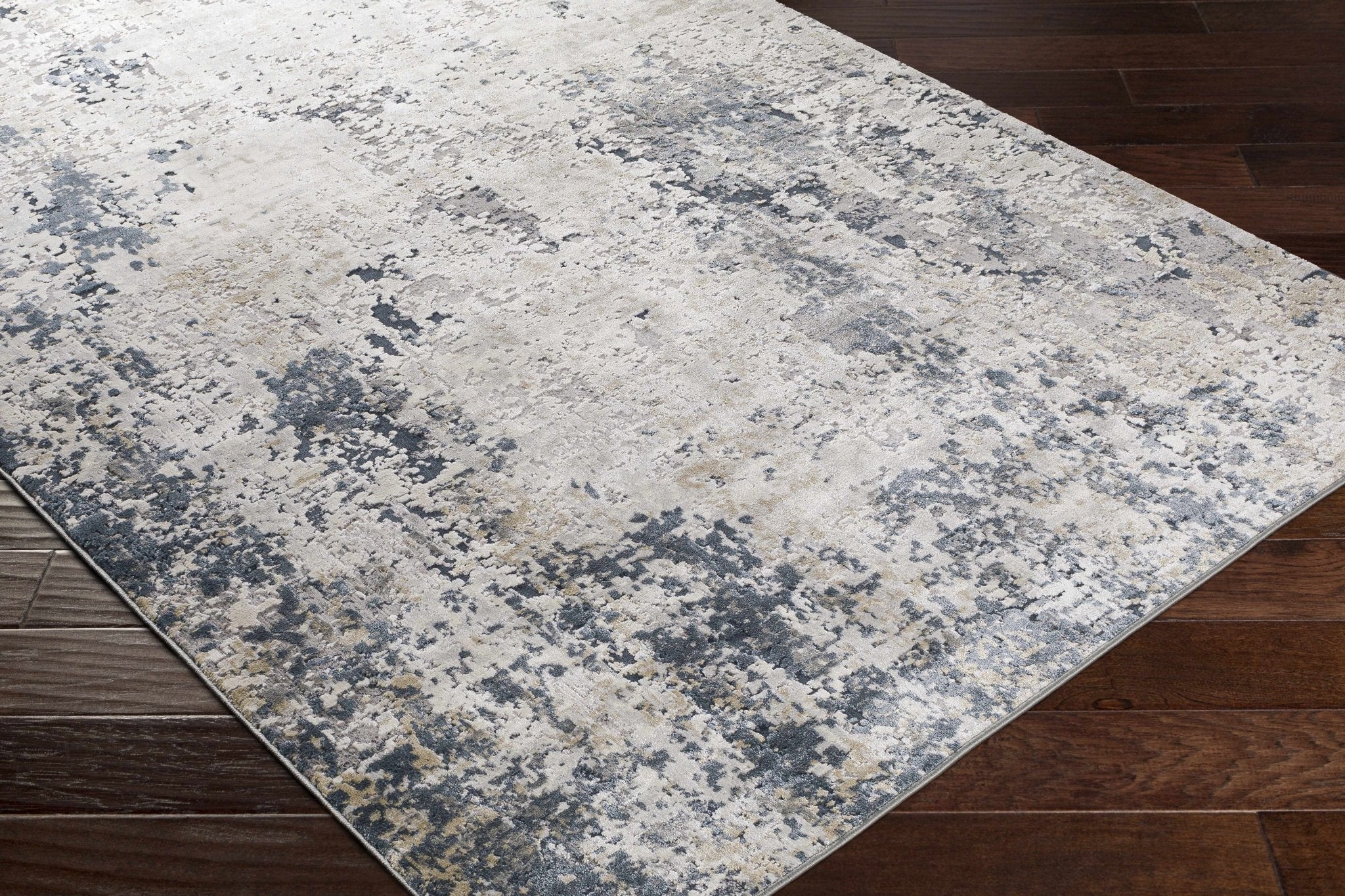Contemporary Abstract Ivory And Gray Area Rug - Image 7