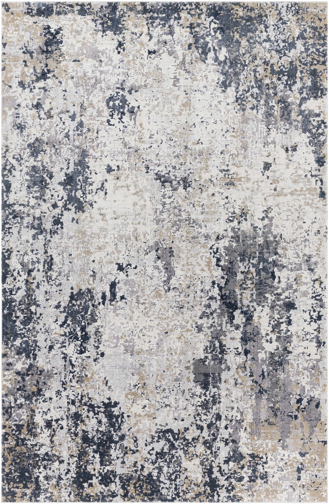Contemporary Abstract Ivory And Gray Area Rug - Image 9