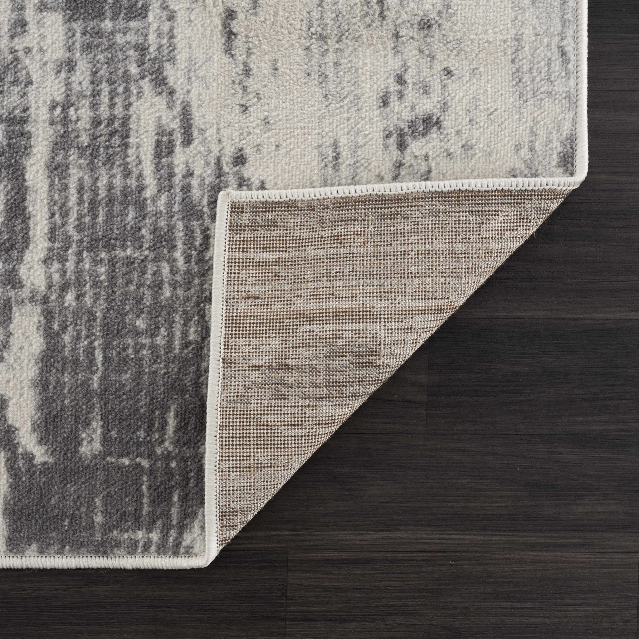Contemporary Abstract Ivory and Gray Medium pile Multi size Area Rug - Image 5
