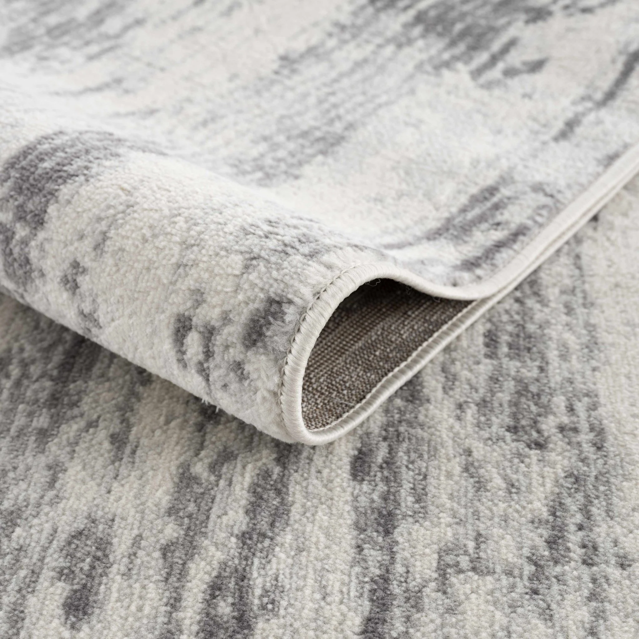 Contemporary Abstract Ivory and Gray Medium pile Multi size Area Rug - Image 6