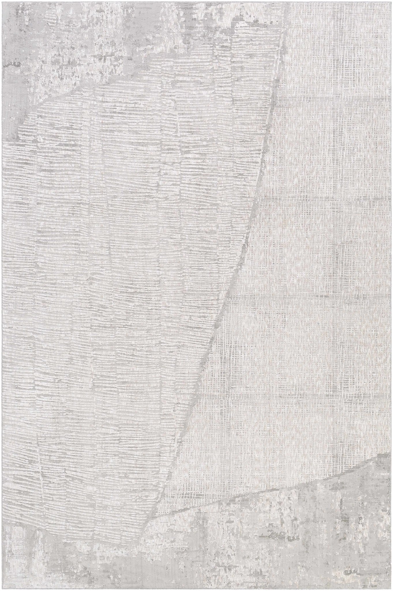 Contemporary Abstract Ivory And Gray Rug - Image 10