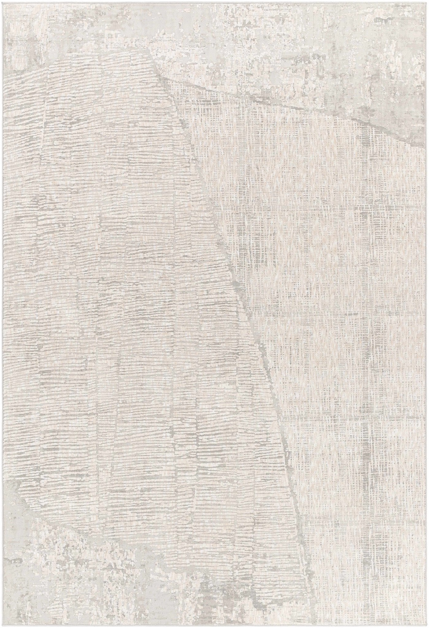 Contemporary Abstract Ivory And Gray Rug - Image 2