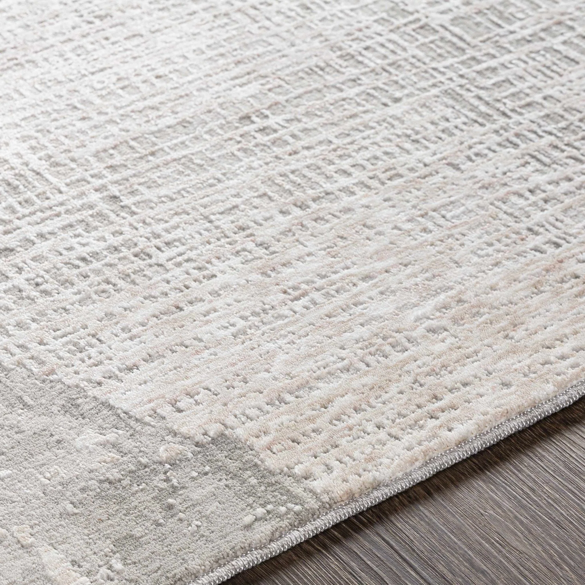 Contemporary Abstract Ivory And Gray Rug - Image 9