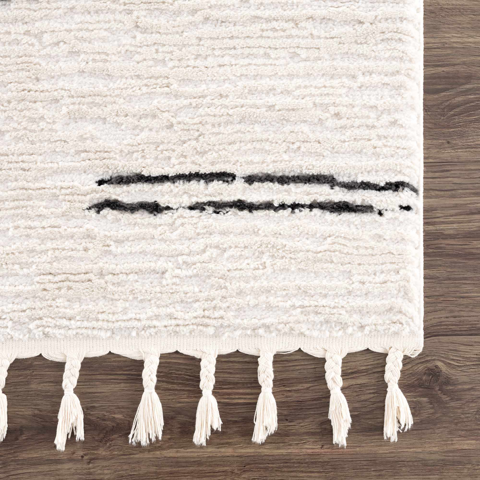Modern Contemporary Beige and Black High-Low Pile Area Rug - Image 10
