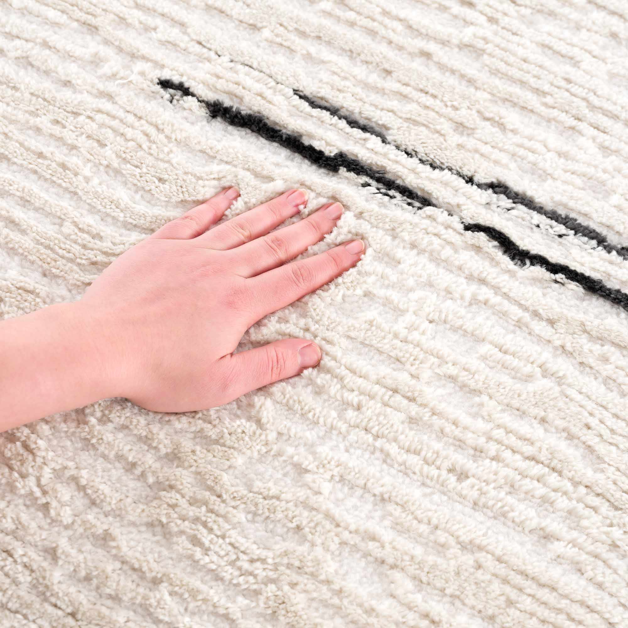 Modern Contemporary Beige and Black High-Low Pile Area Rug - Image 12