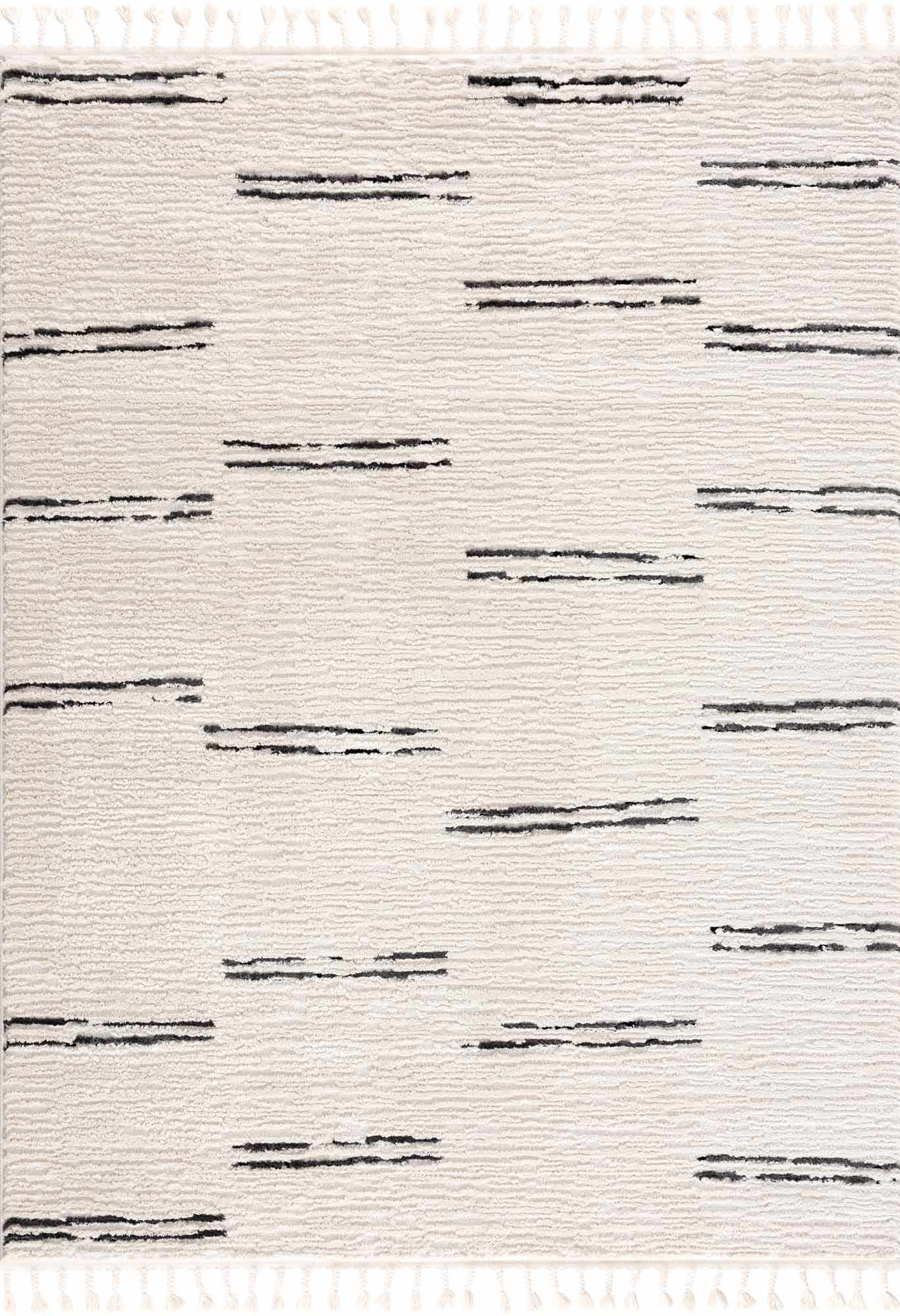 Modern Contemporary Beige and Black High-Low Pile Area Rug - Image 2