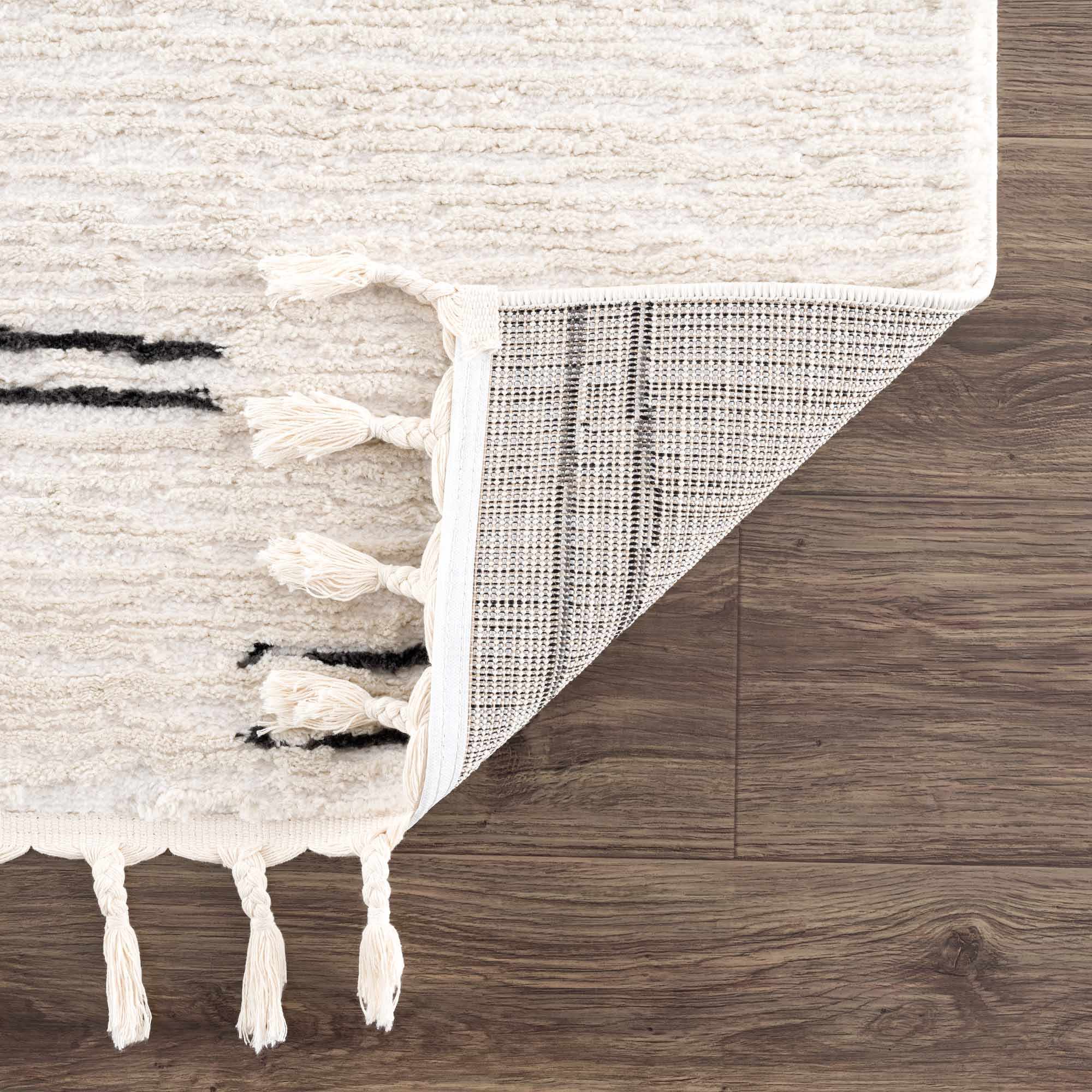 Modern Contemporary Beige and Black High-Low Pile Area Rug - Image 5