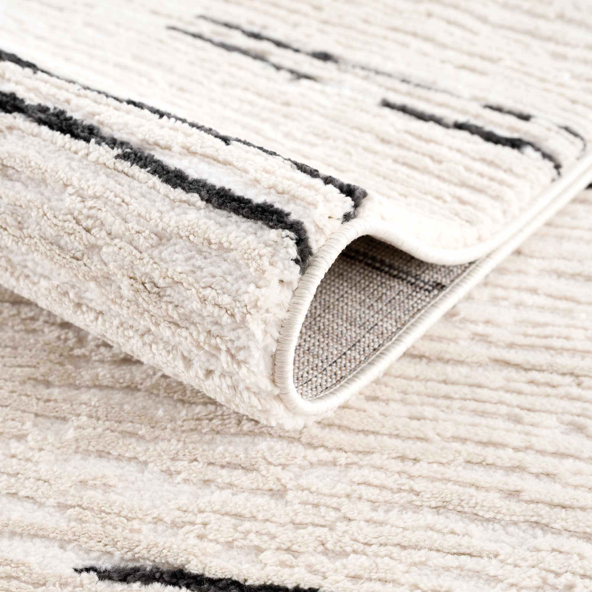 Modern Contemporary Beige and Black High-Low Pile Area Rug - Image 6