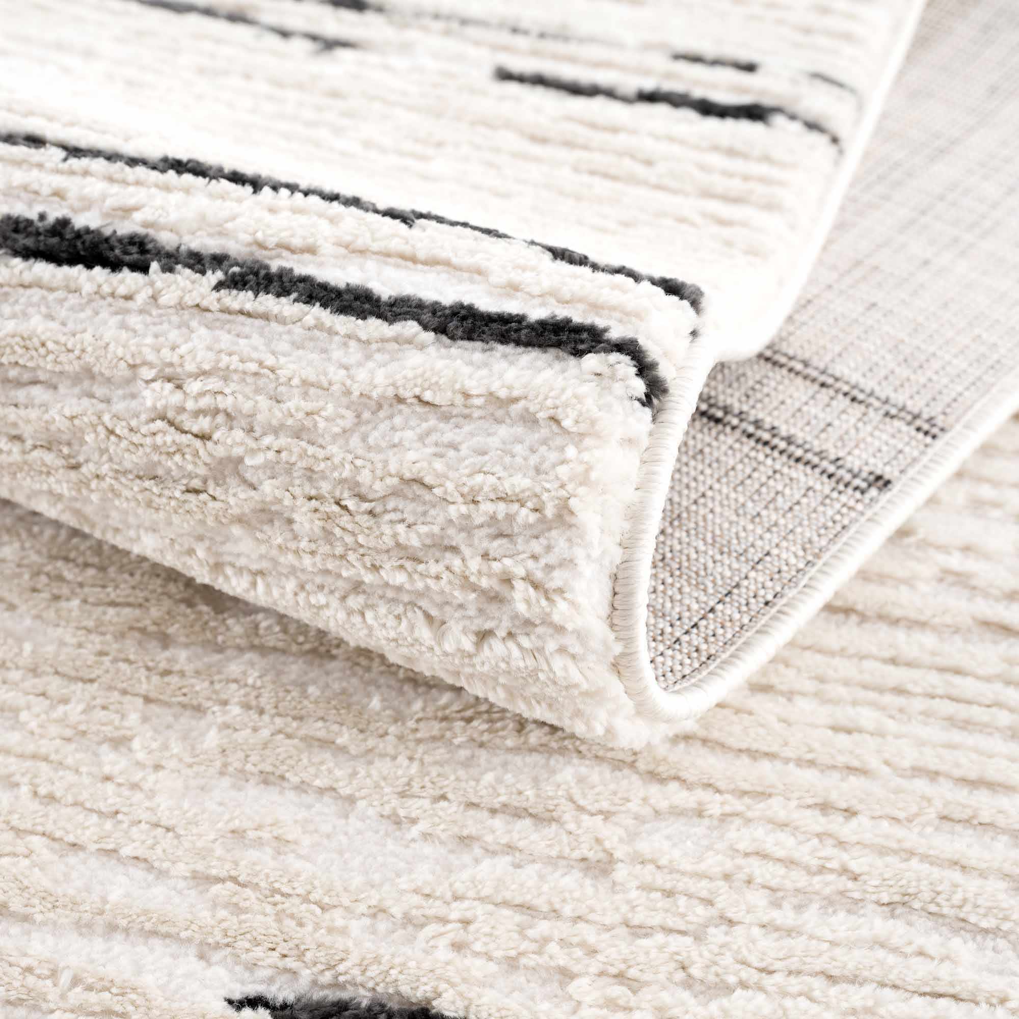 Modern Contemporary Beige and Black High-Low Pile Area Rug - Image 7