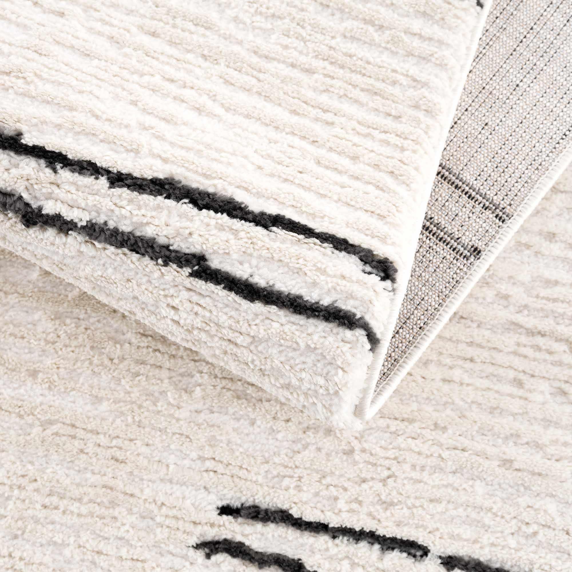 Modern Contemporary Beige and Black High-Low Pile Area Rug - Image 8