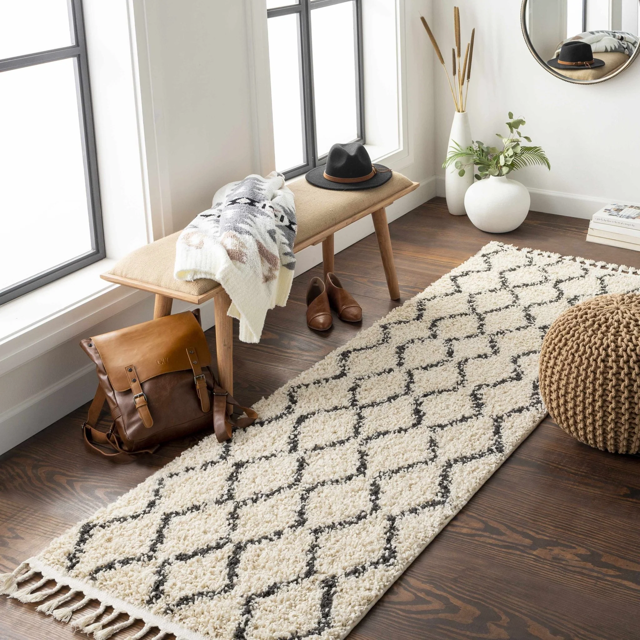Modern Contemporary Beige and Charcoal Plush Pile Multi size Area Rug - Image 10