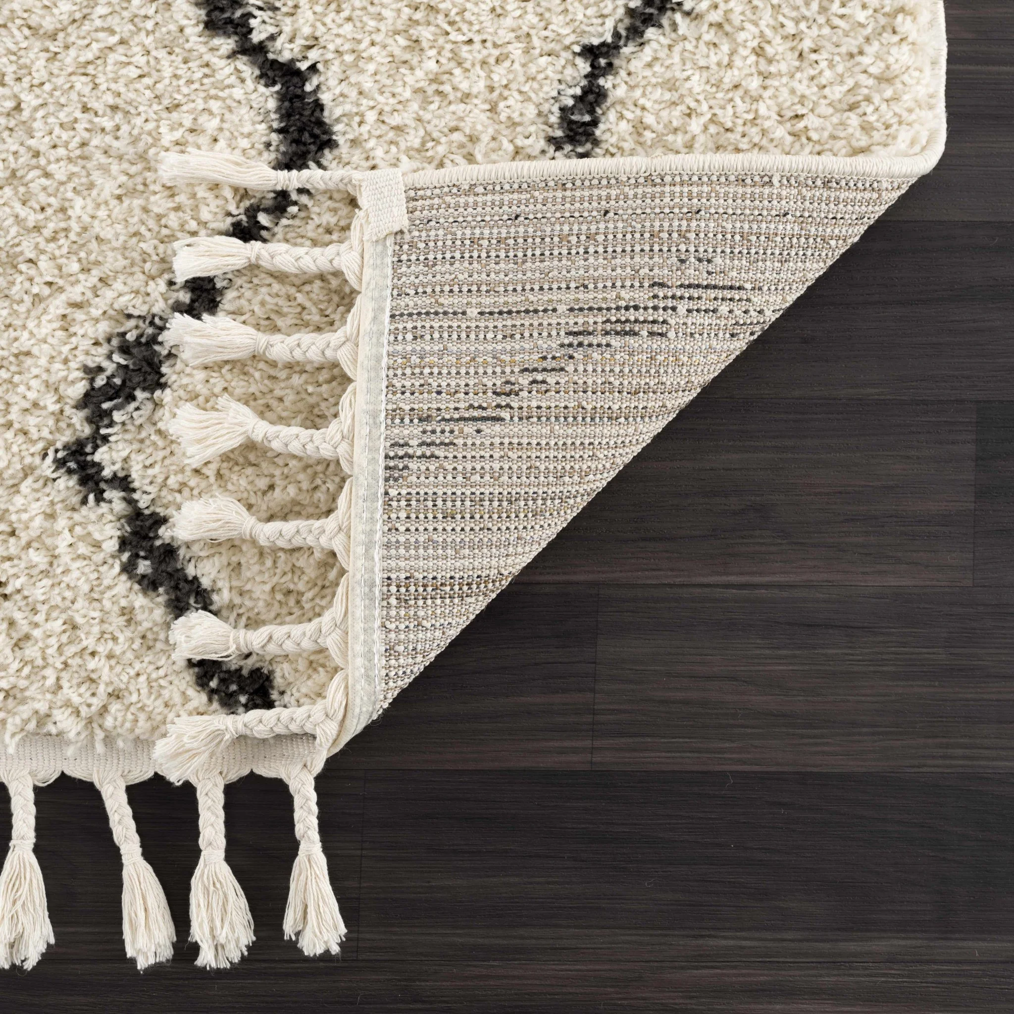 Modern Contemporary Beige and Charcoal Plush Pile Multi size Area Rug - Image 5