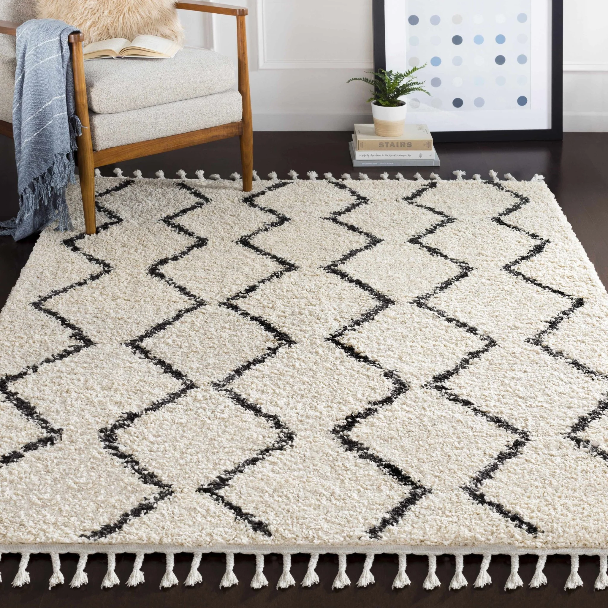 Modern Contemporary Beige and Charcoal Plush Pile Multi size Area Rug - Image 8