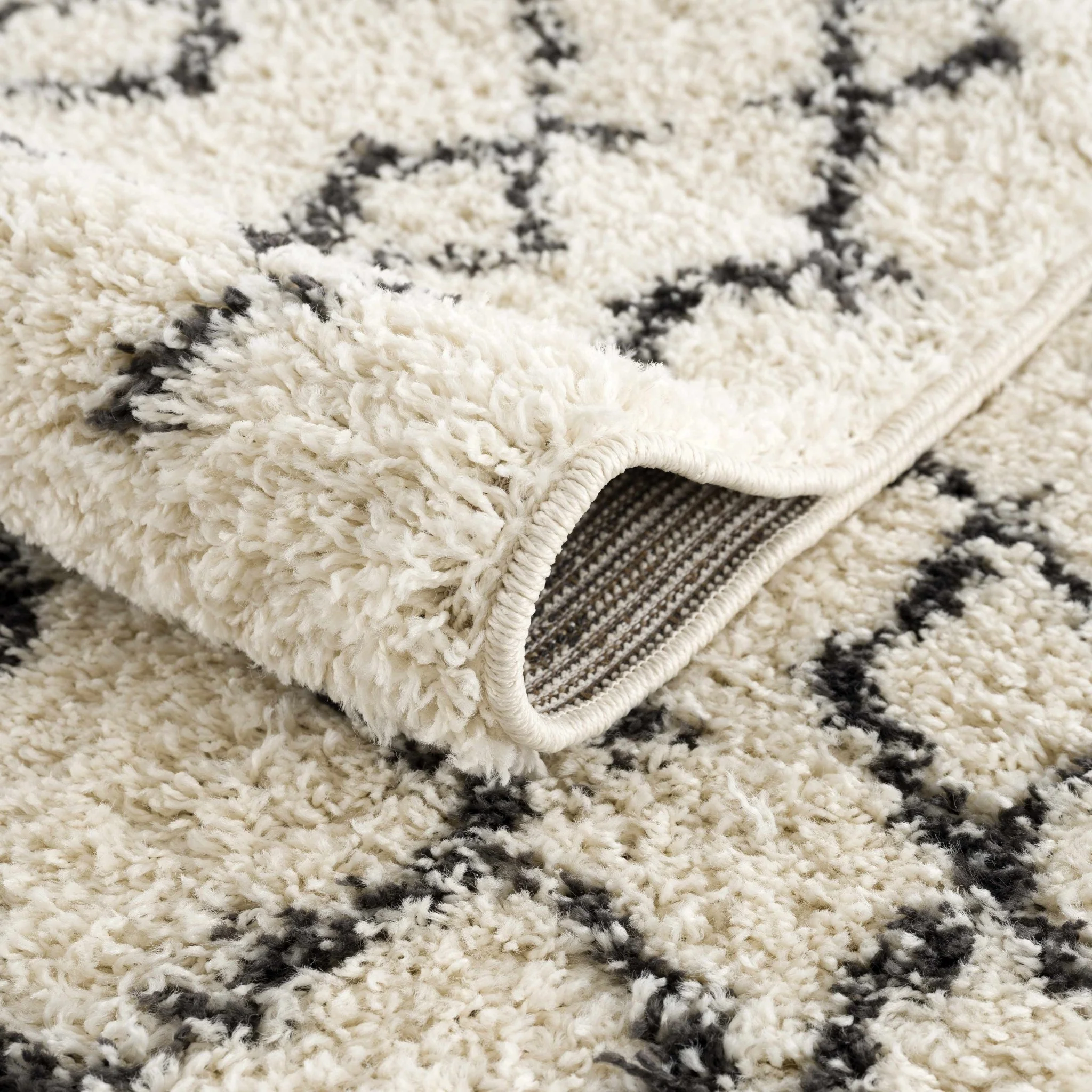 Modern Contemporary Beige and Charcoal Tribal Trellis Plush Pile Area Rug - Image 10