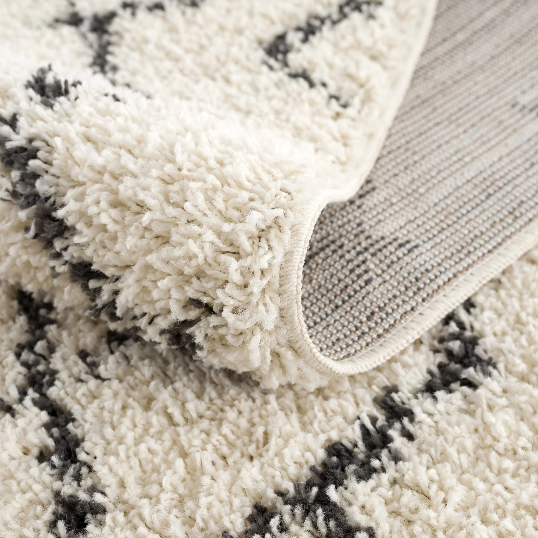 Modern Contemporary Beige and Charcoal Tribal Trellis Plush Pile Area Rug - Image 12