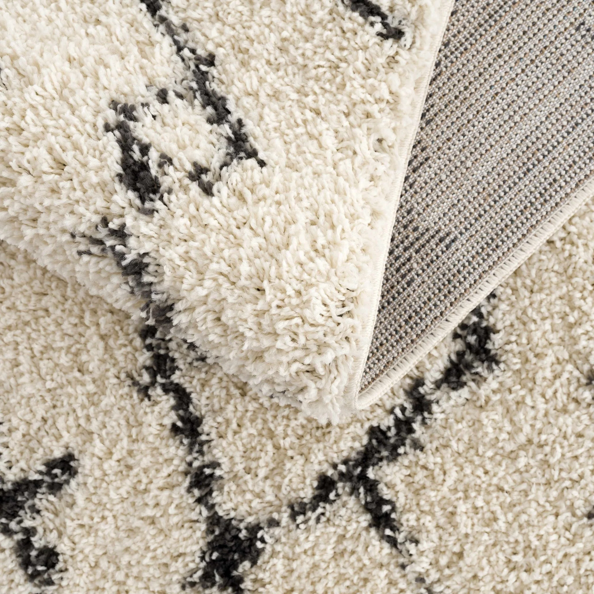 Modern Contemporary Beige and Charcoal Tribal Trellis Plush Pile Area Rug - Image 13