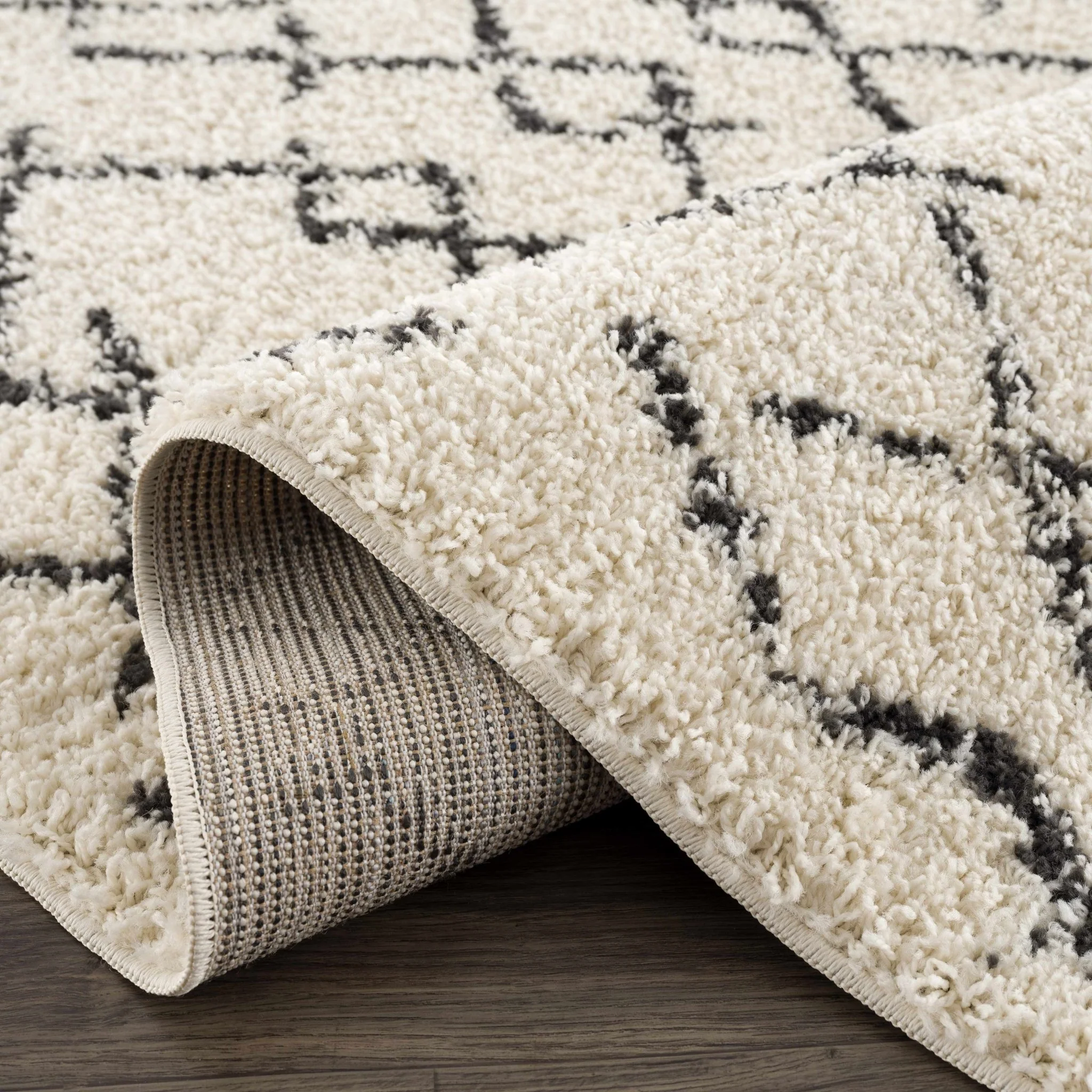 Modern Contemporary Beige and Charcoal Tribal Trellis Plush Pile Area Rug - Image 14