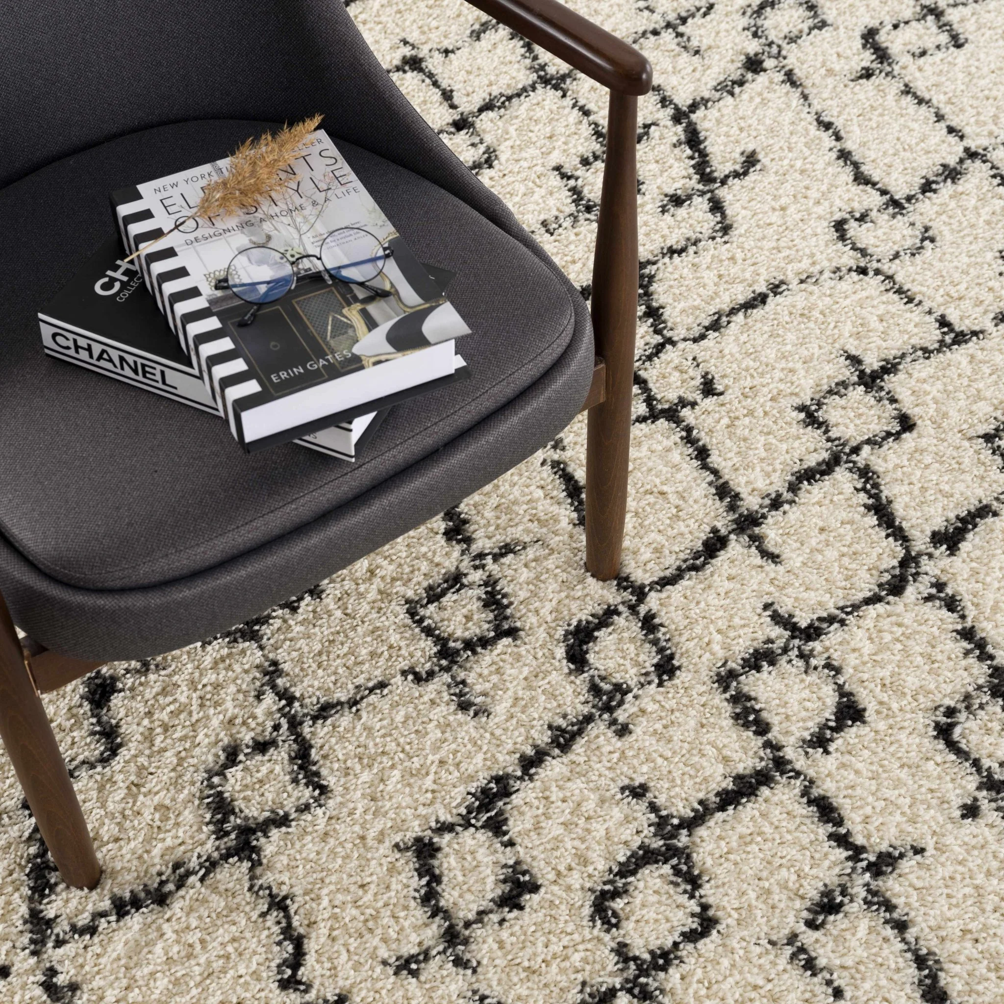 Modern Contemporary Beige and Charcoal Tribal Trellis Plush Pile Area Rug - Image 18