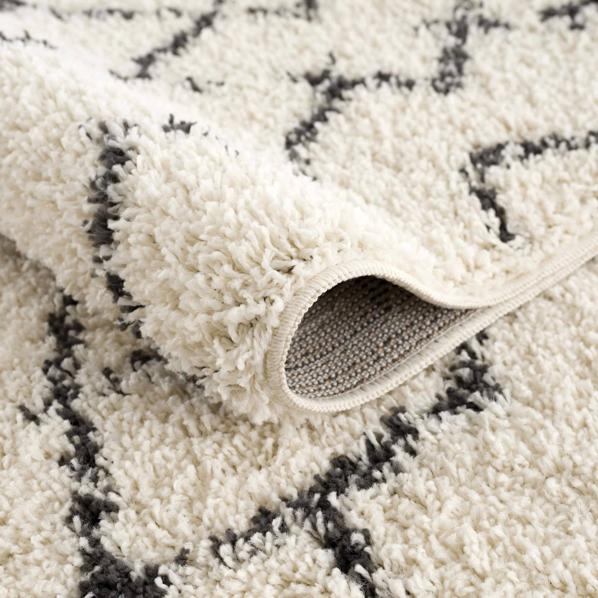 Modern Contemporary Beige and Charcoal Tribal Trellis Plush Pile Area Rug - Image 8