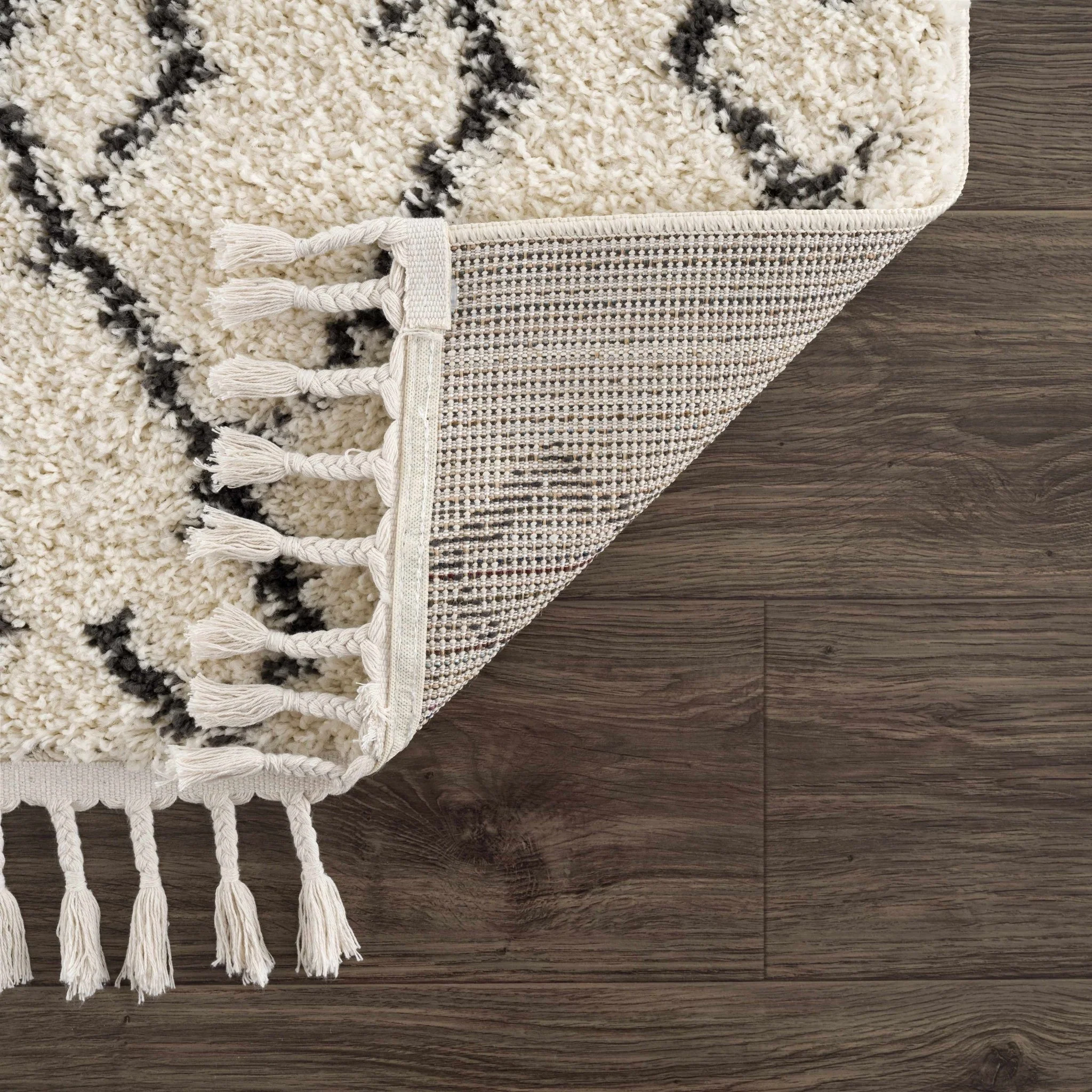 Modern Contemporary Beige and Charcoal Tribal Trellis Plush Pile Area Rug - Image 9