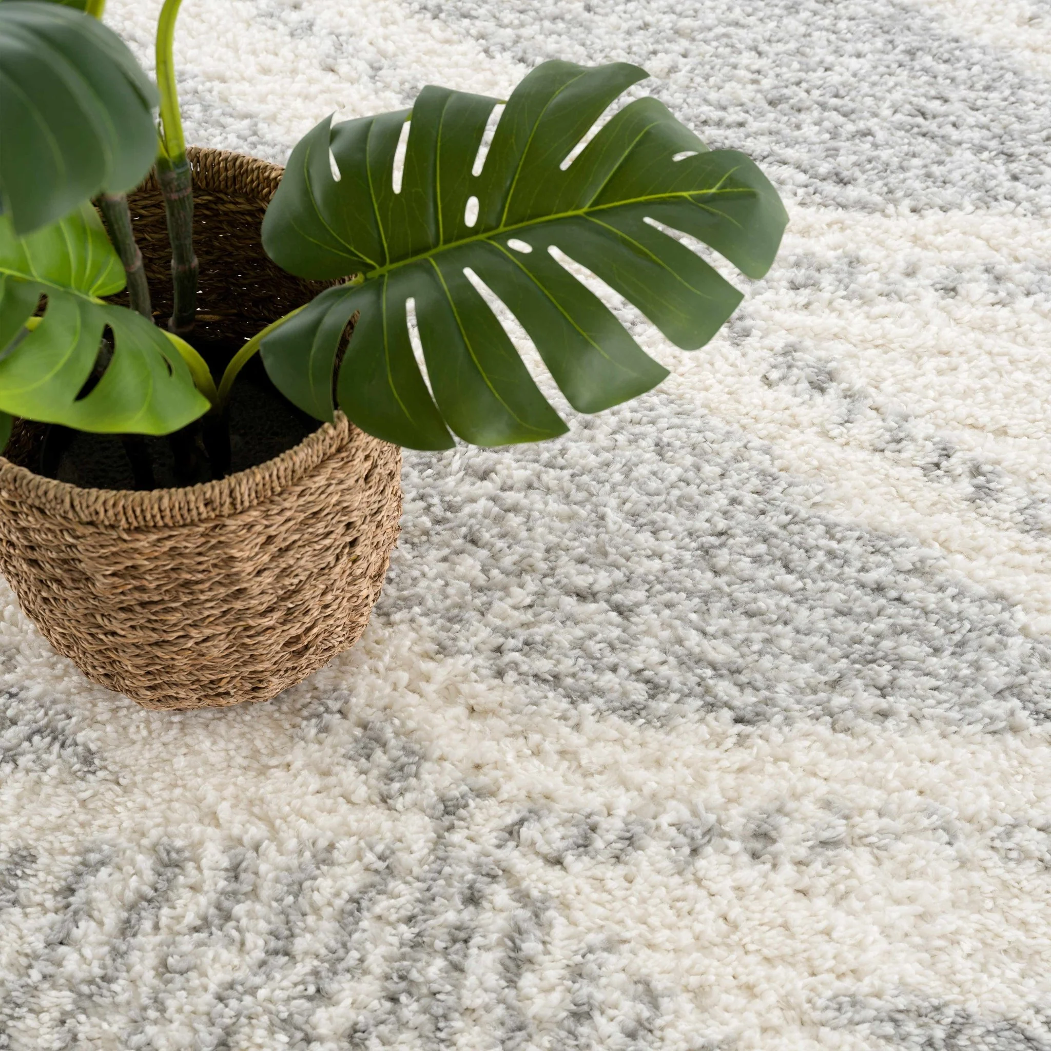 Modern Contemporary Beige and Gray Geometric Design Plush pile Area Rug - Image 12