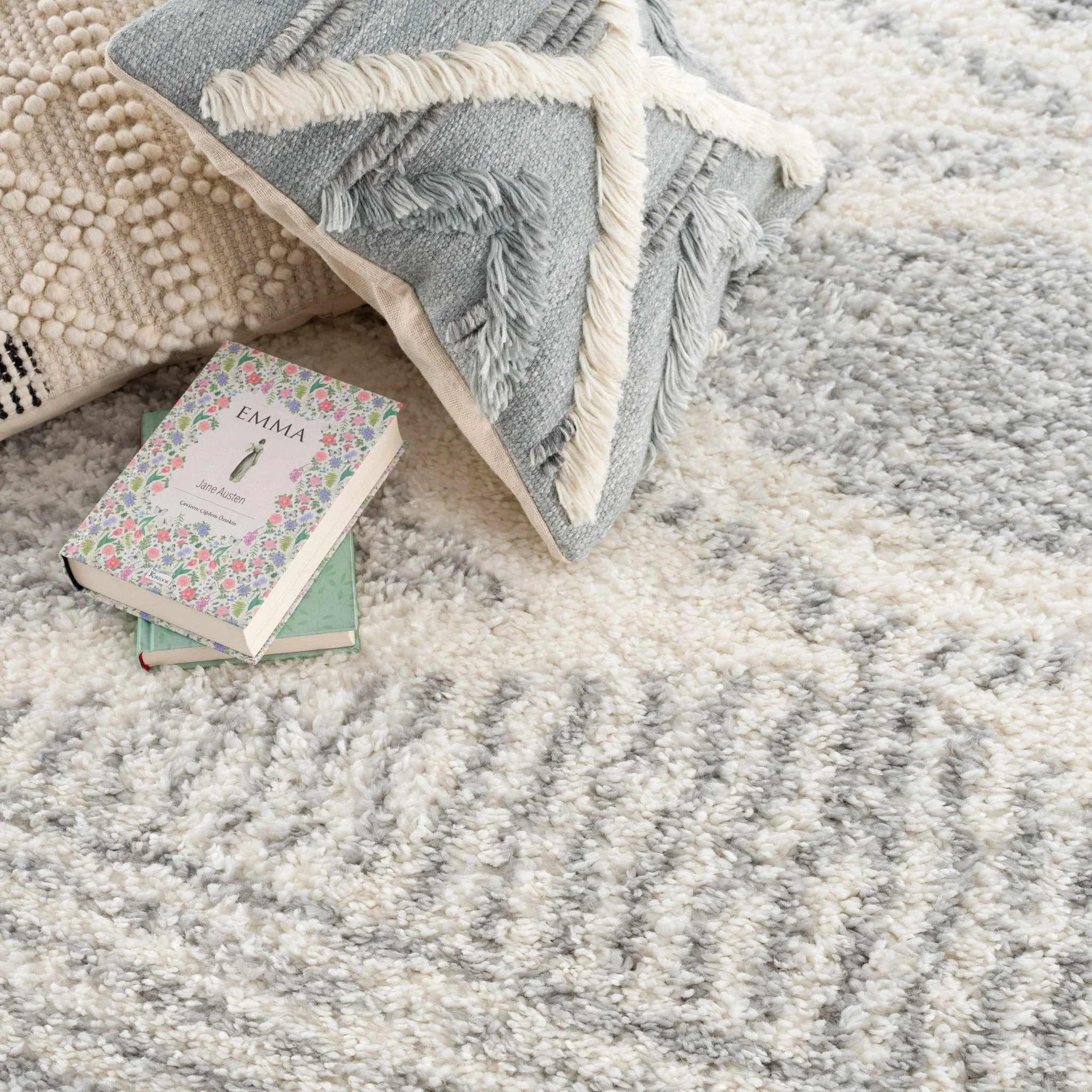 Modern Contemporary Beige and Gray Geometric Design Plush pile Area Rug - Image 13