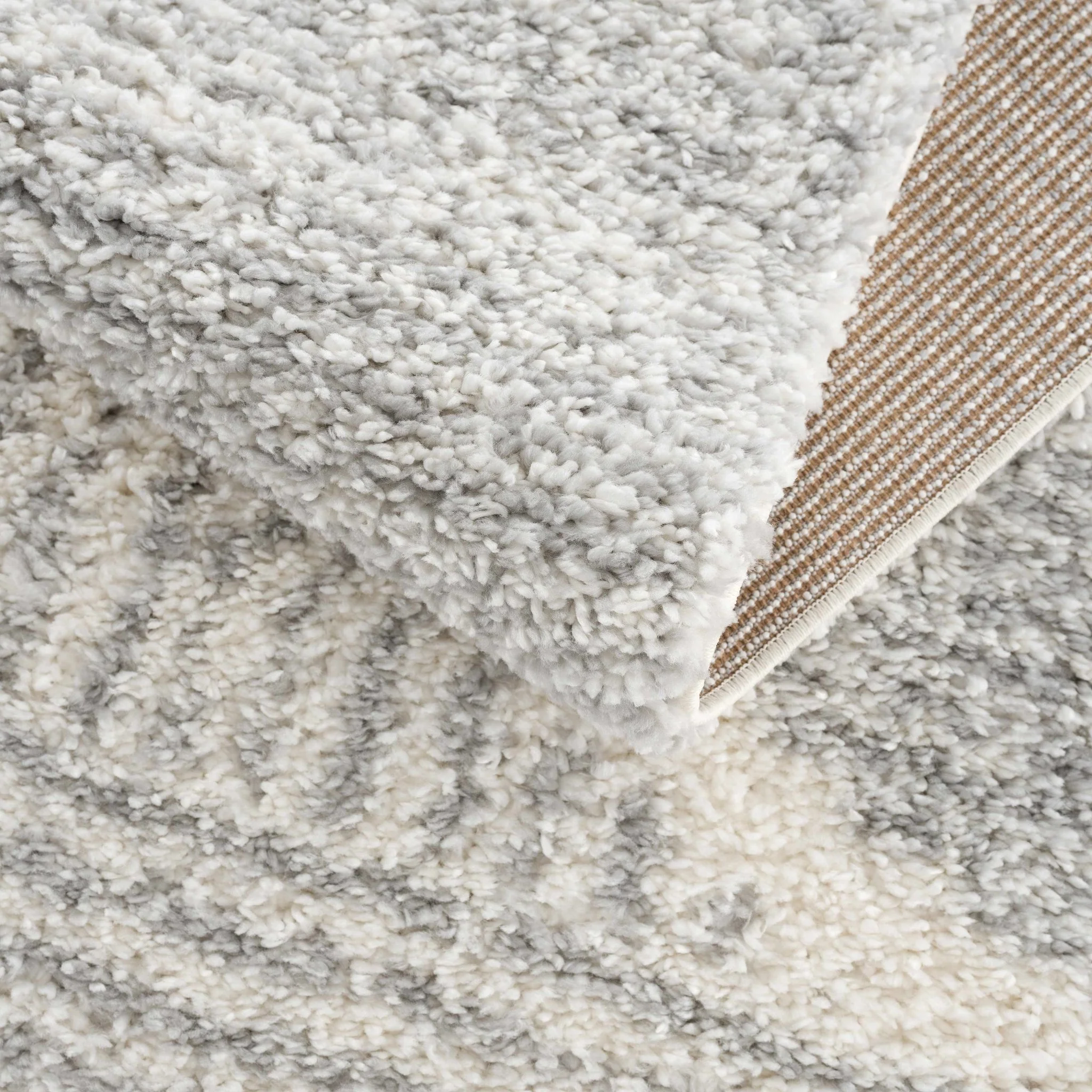 Modern Contemporary Beige and Gray Geometric Design Plush pile Area Rug - Image 9