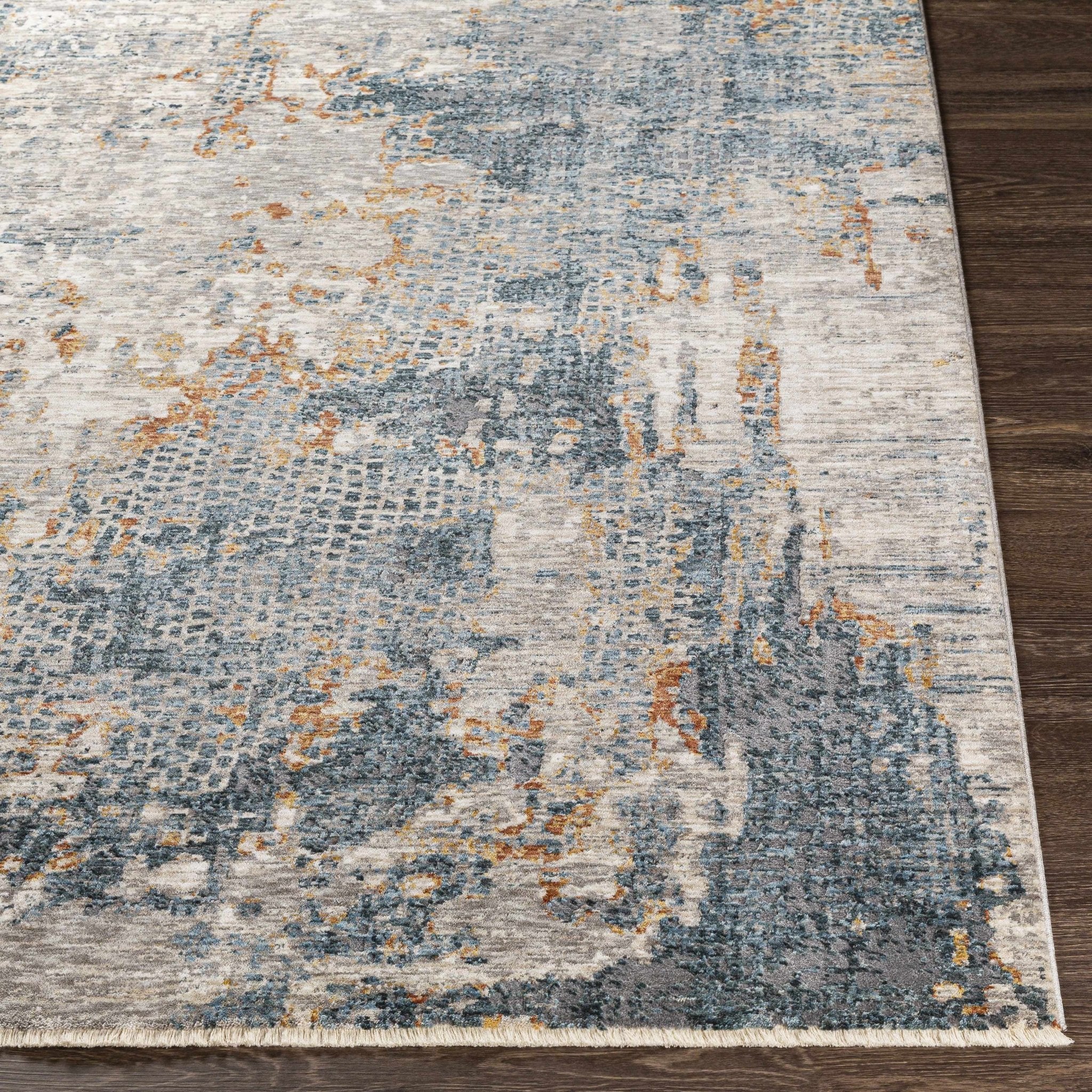Contemporary Beige And Gray Machine Woven Rug - Image 4