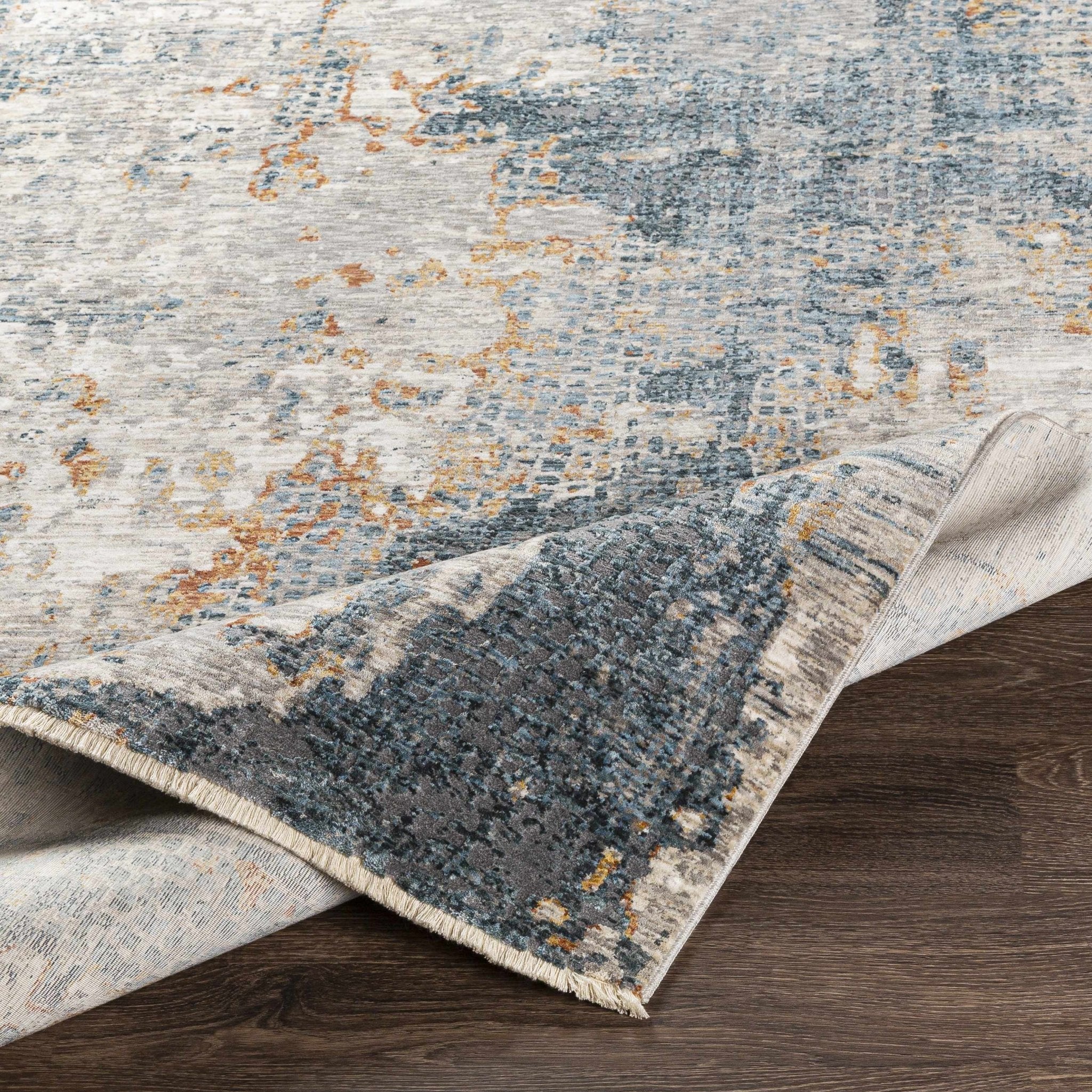 Contemporary Beige And Gray Machine Woven Rug - Image 5