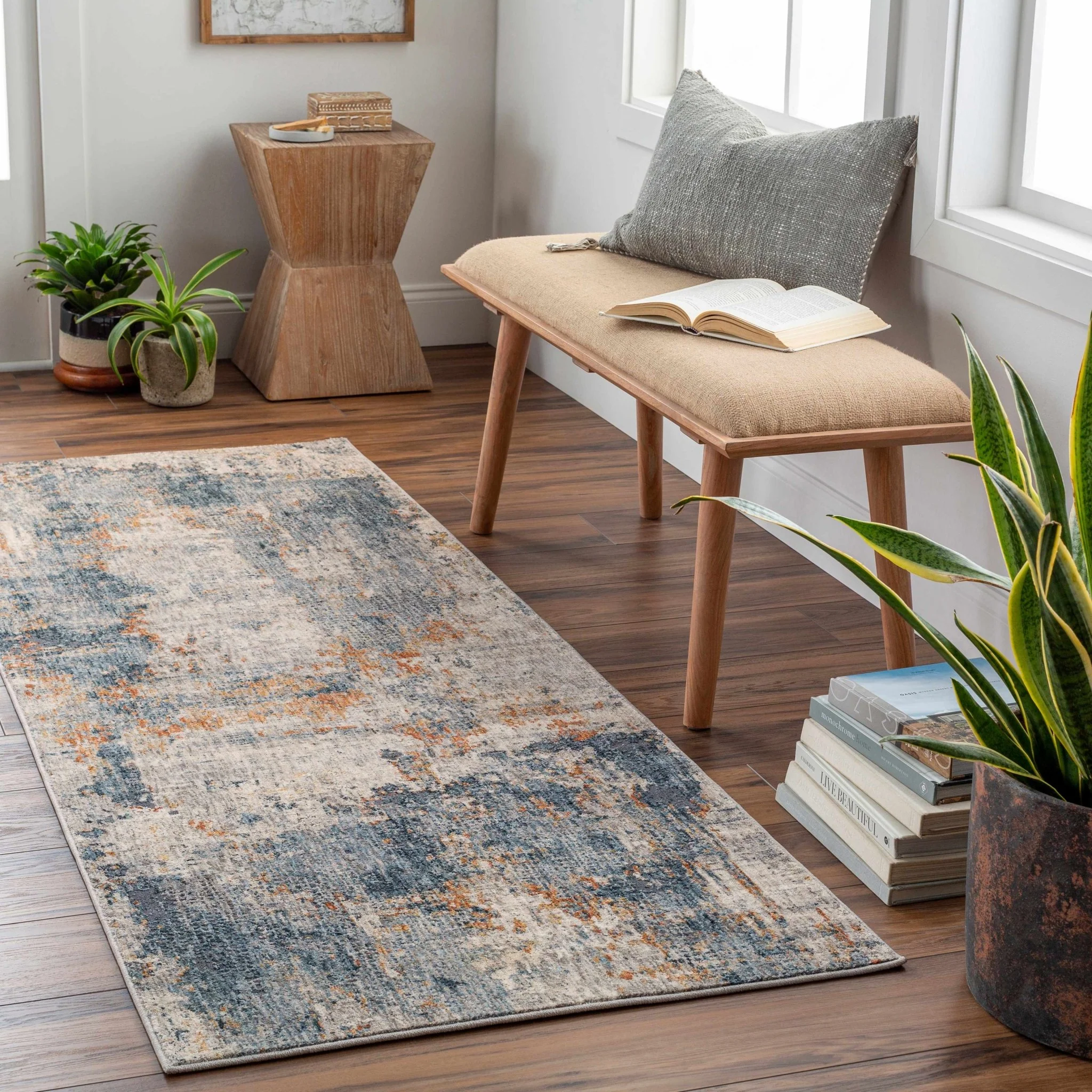 Contemporary Beige And Gray Machine Woven Rug - Image 8