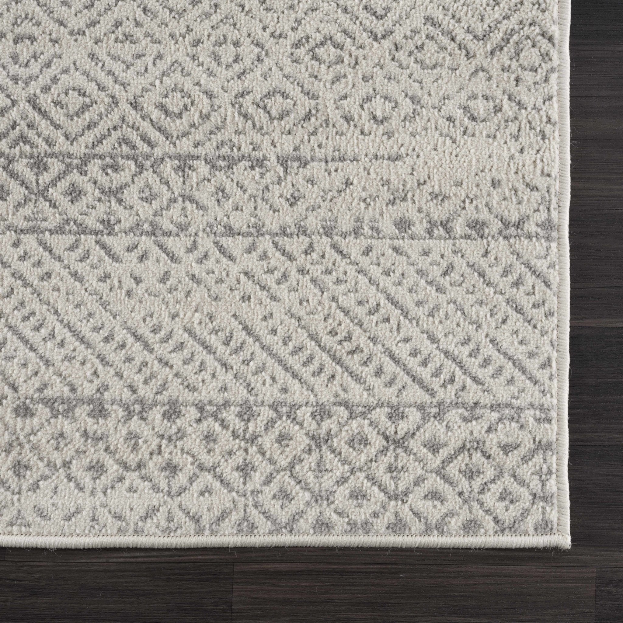Contemporary Beige and Gray Tribal Trellis Medium pile Area Rug - Image 7