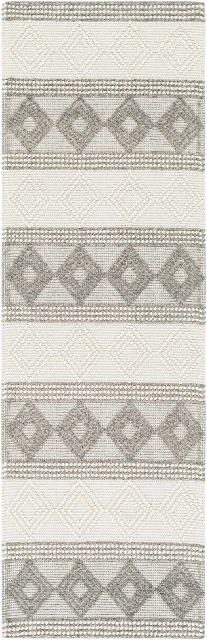 Hand Woven Contemporary Beige and Gray Bohemian Style Carved Design Wool Area Rug - Image 12