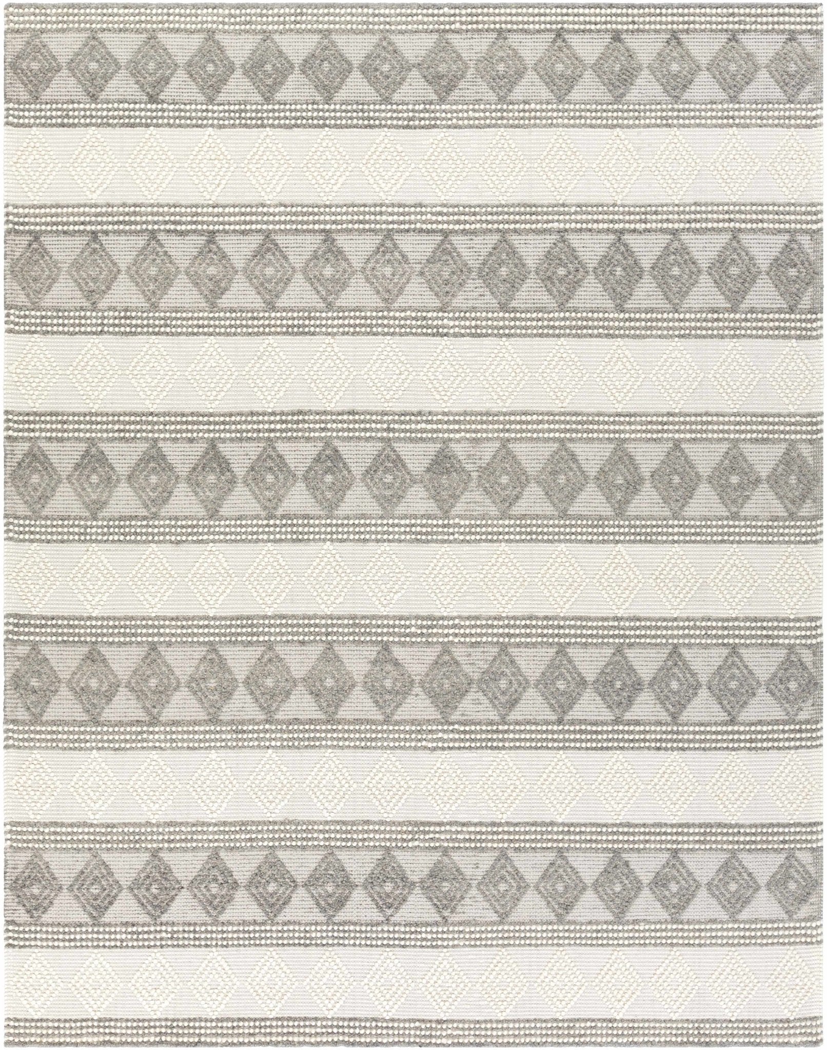 Hand Woven Contemporary Beige and Gray Bohemian Style Carved Design Wool Area Rug - Image 13