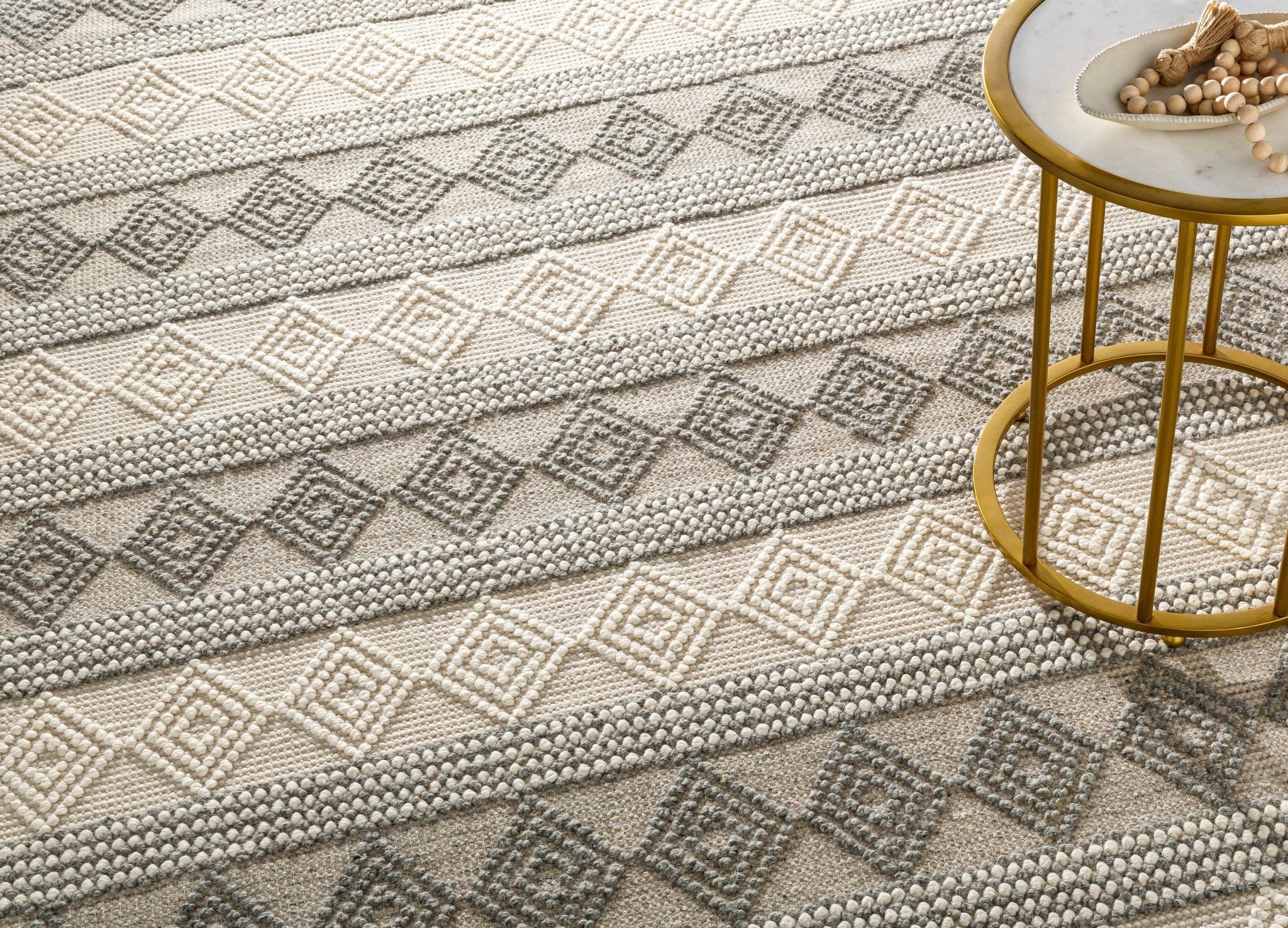 Hand Woven Contemporary Beige and Gray Bohemian Style Carved Design Wool Area Rug - Image 14