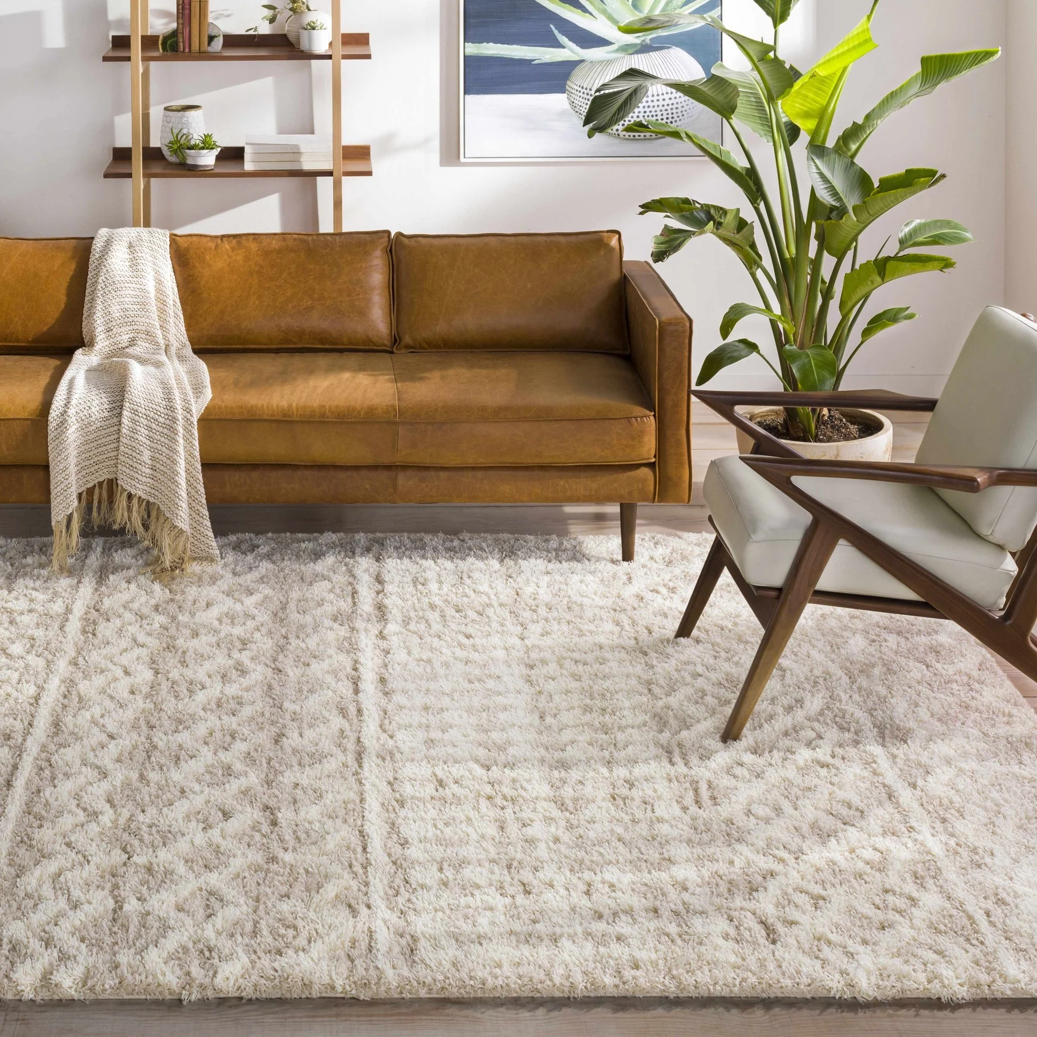 Contemporary Beige and Ivory Tribal Design Plush pile Multi Size Area Rug - Image 25
