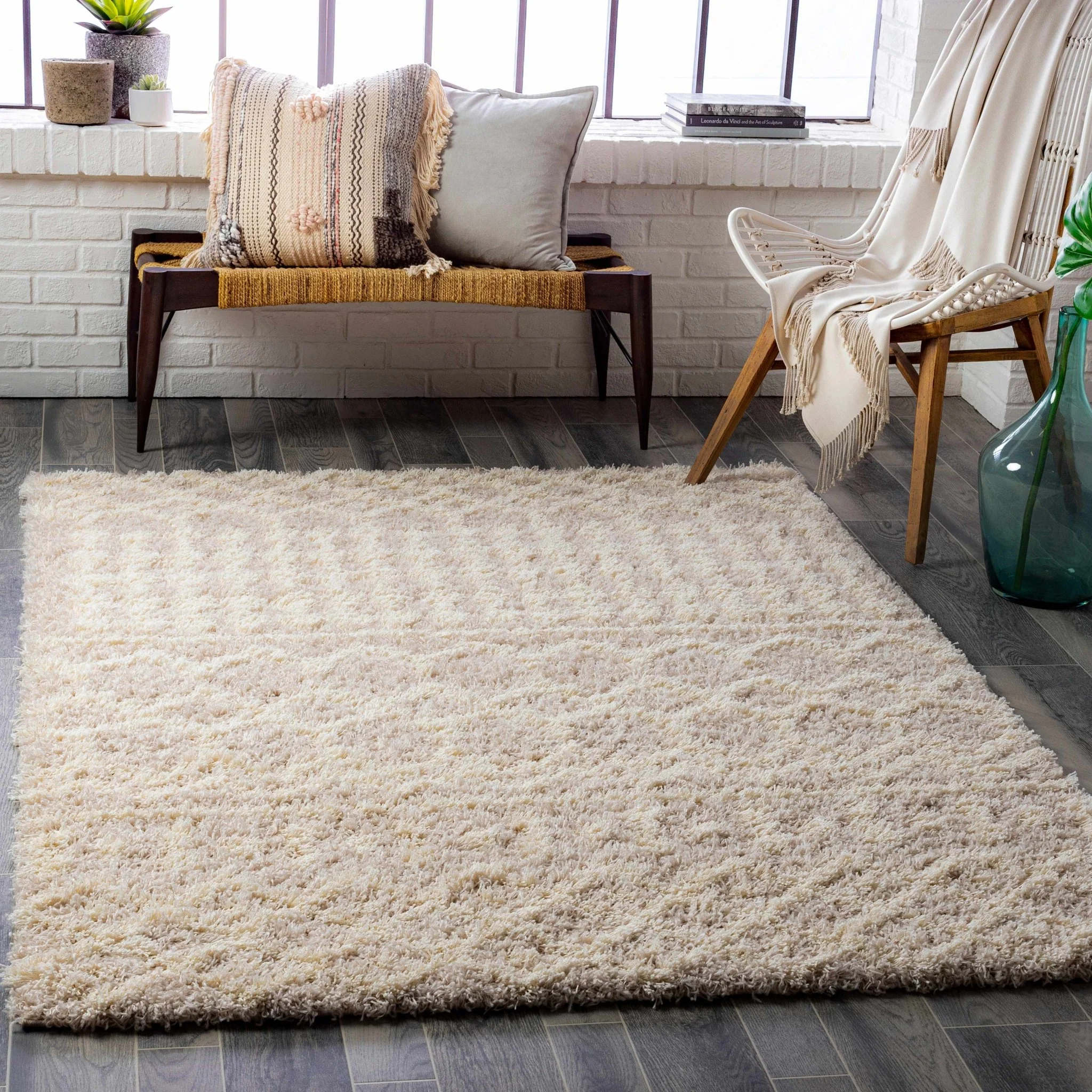 Contemporary Beige and Ivory Tribal Design Plush pile Multi Size Area Rug - Image 7
