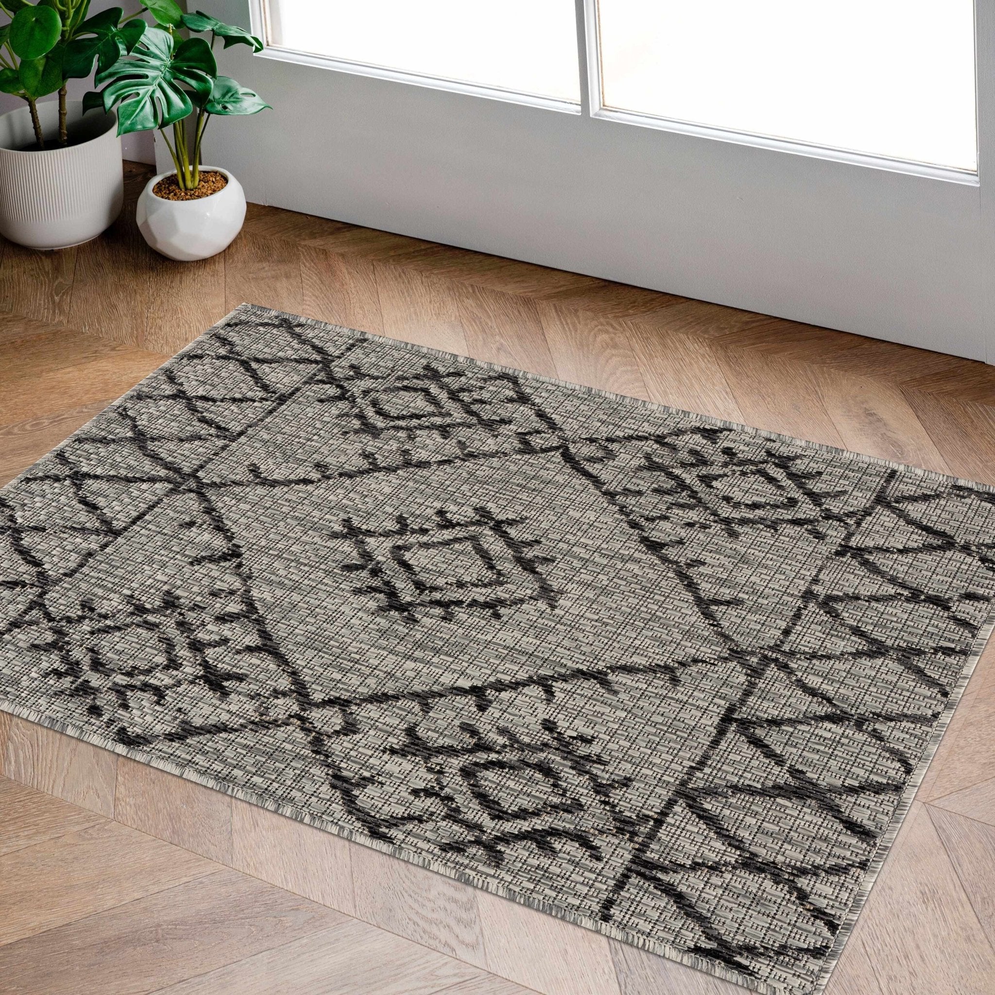 Contemporary Beige, Black and Charcoal Multi Size Outdoor Area Rug - Image 16