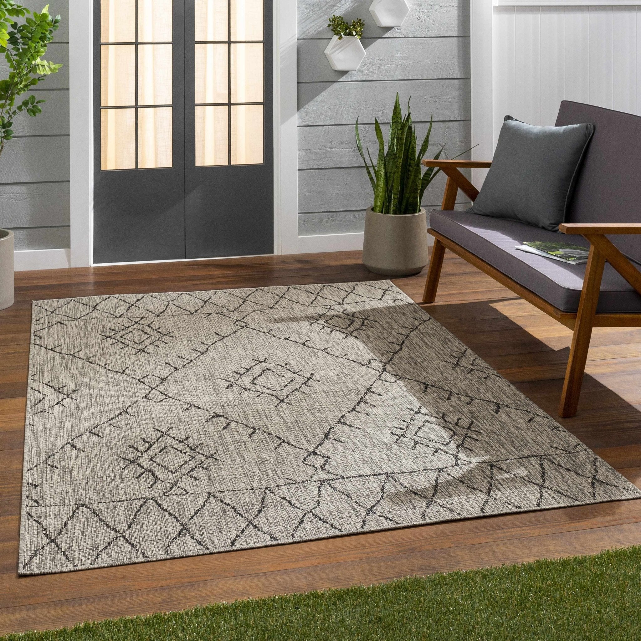 Contemporary Beige, Black and Charcoal Multi Size Outdoor Area Rug - Image 21
