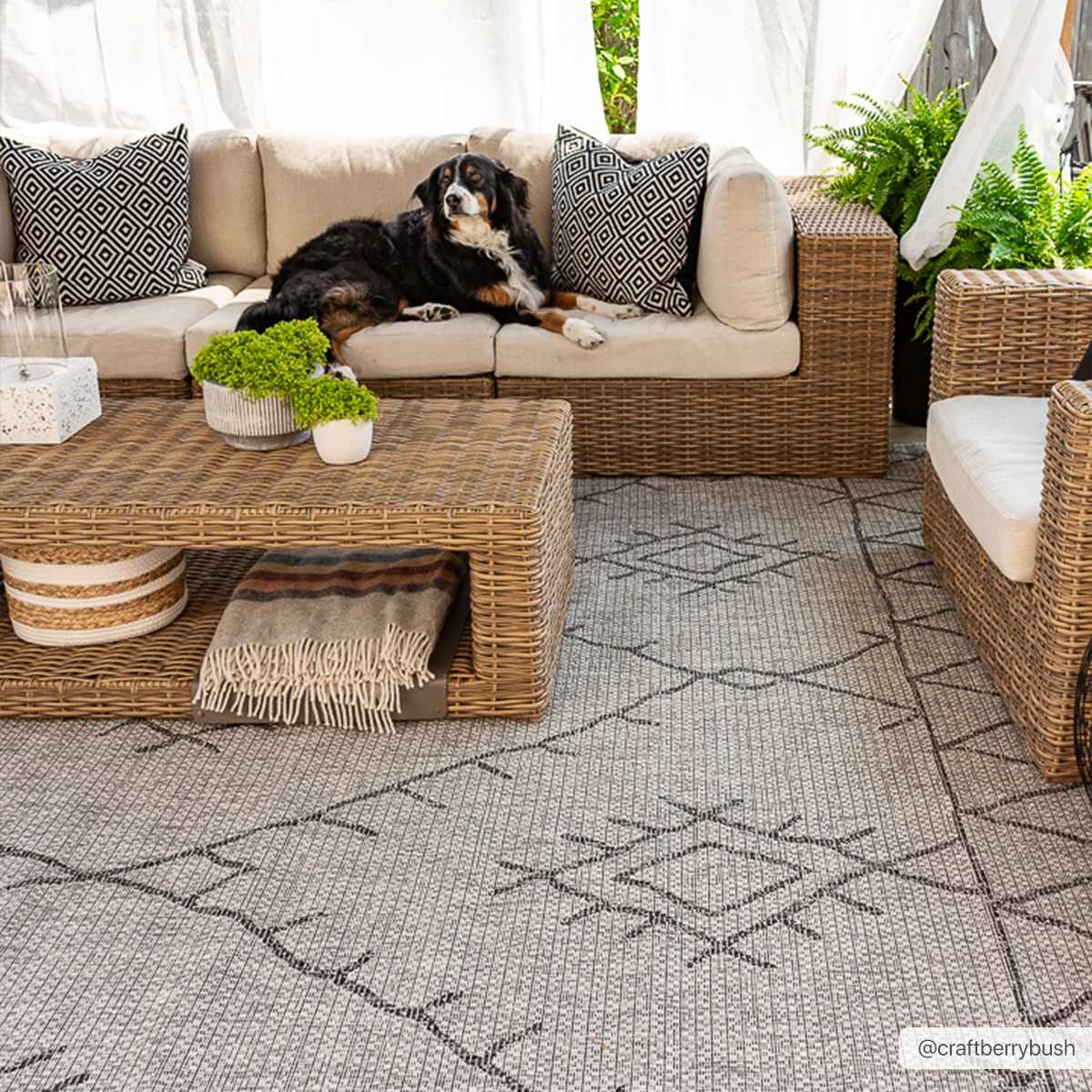 Contemporary Beige, Black and Charcoal Multi Size Outdoor Area Rug - Image 4