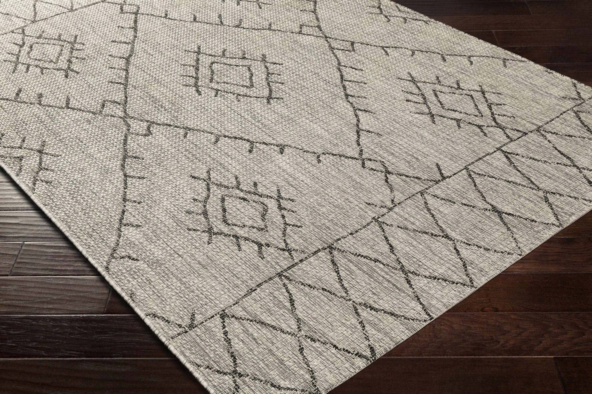 Contemporary Beige, Black and Charcoal Multi Size Outdoor Area Rug - Image 7